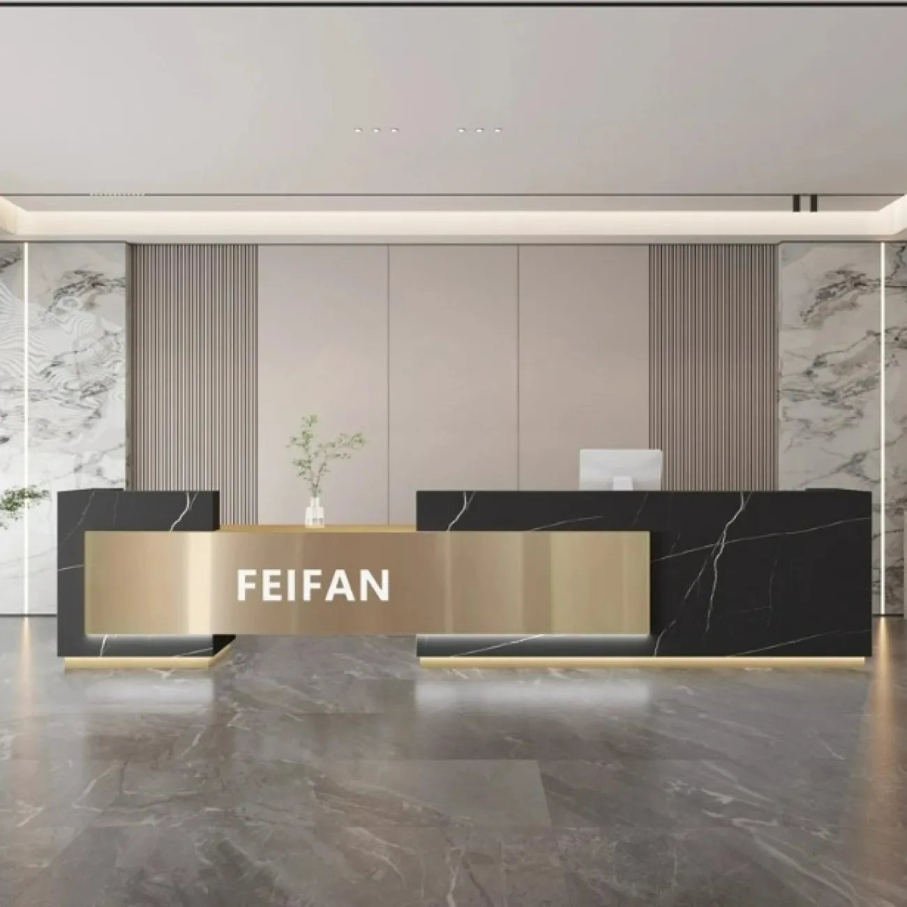 Роскошная стойка ресепшен Xu от LaLume с подсветкой RS40236-32