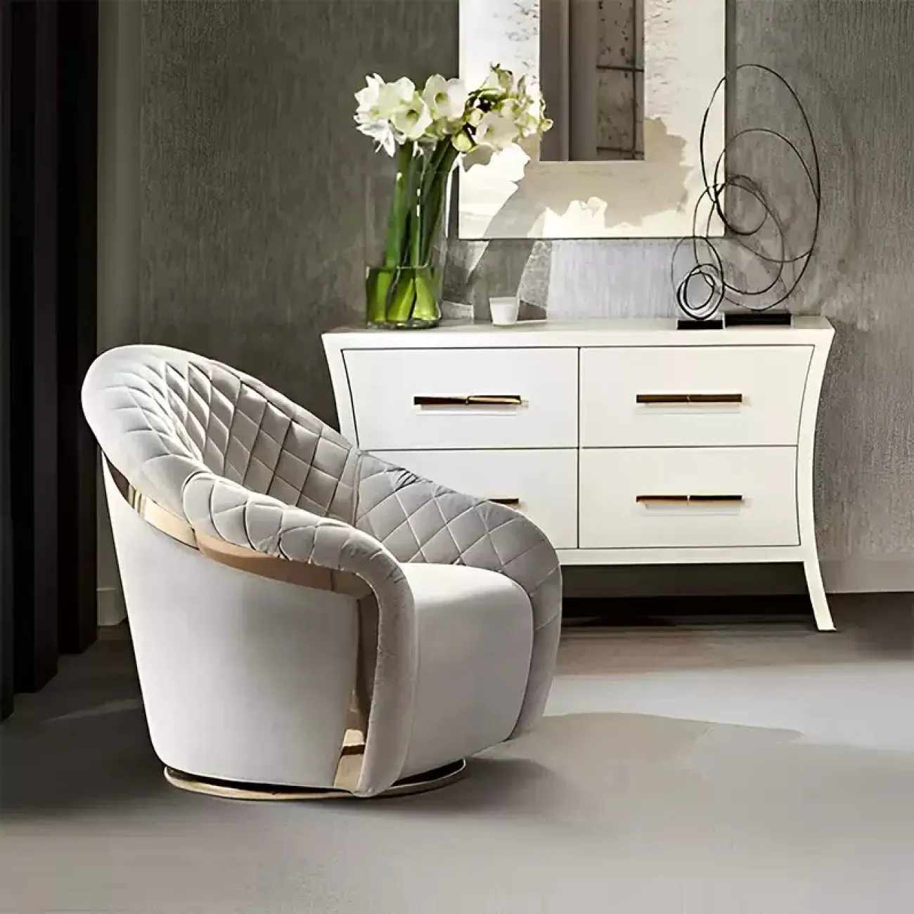 Поворотное кресло Cantori от LaLume из текстиля KR40250-32