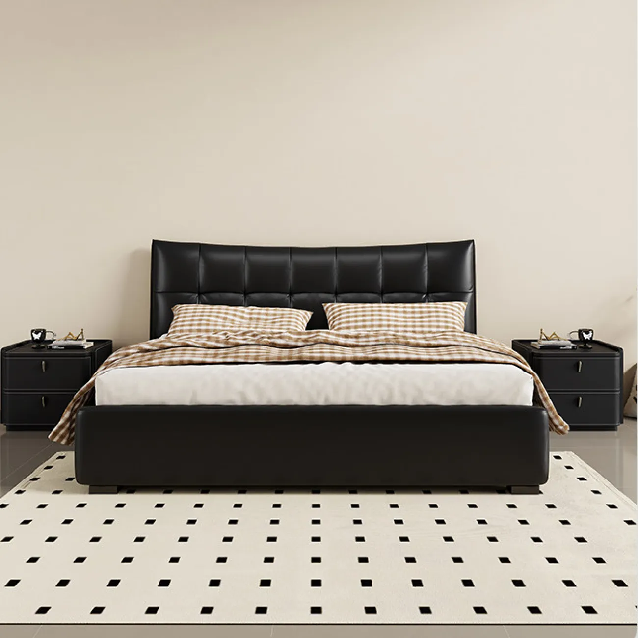 Классическая прикроватная тумба Carat от LaLume с обивкой из кожи KD40285-32