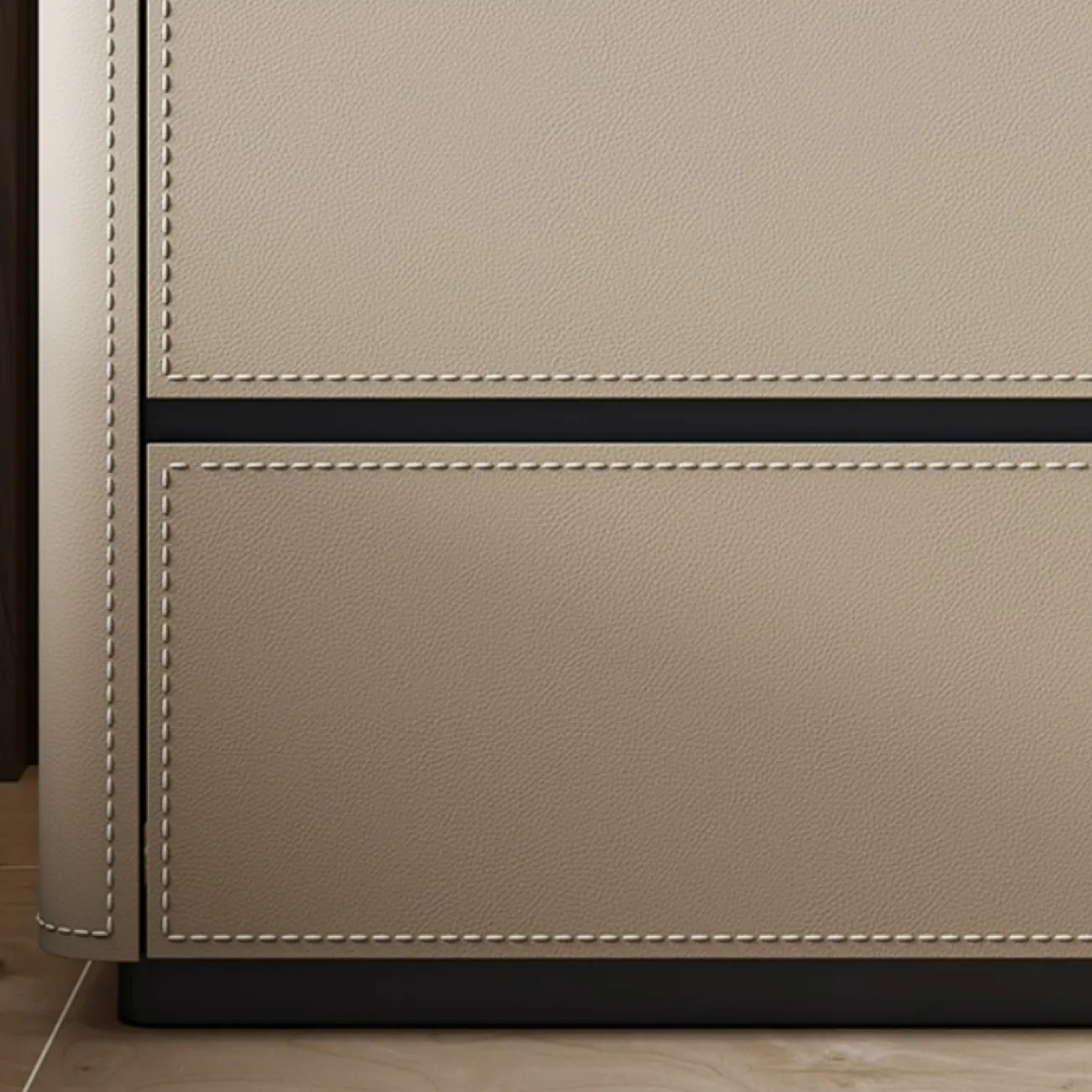 Классическая прикроватная тумба Carat от LaLume с обивкой из кожи KD40291-32