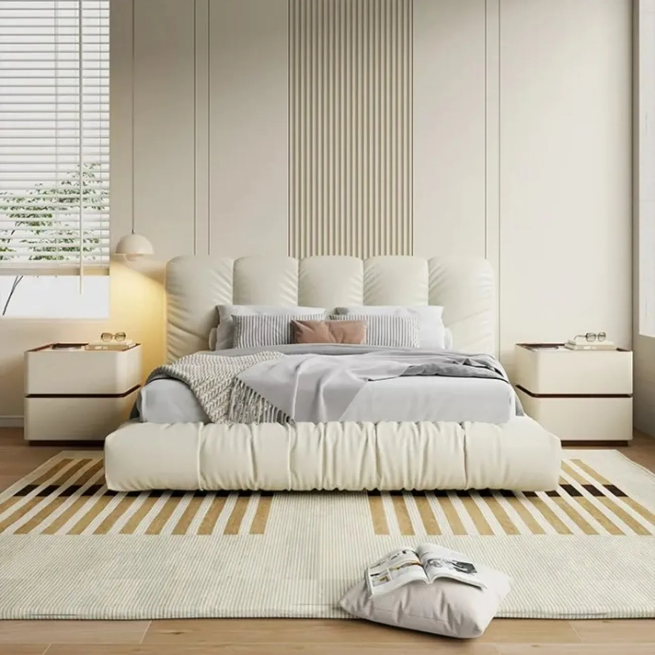 Классическая прикроватная тумба Carat от LaLume с обивкой из кожи KD40293-32 Классическая прикроватная тумба Carat от LaLume с обивкой из кожи KD40293-32