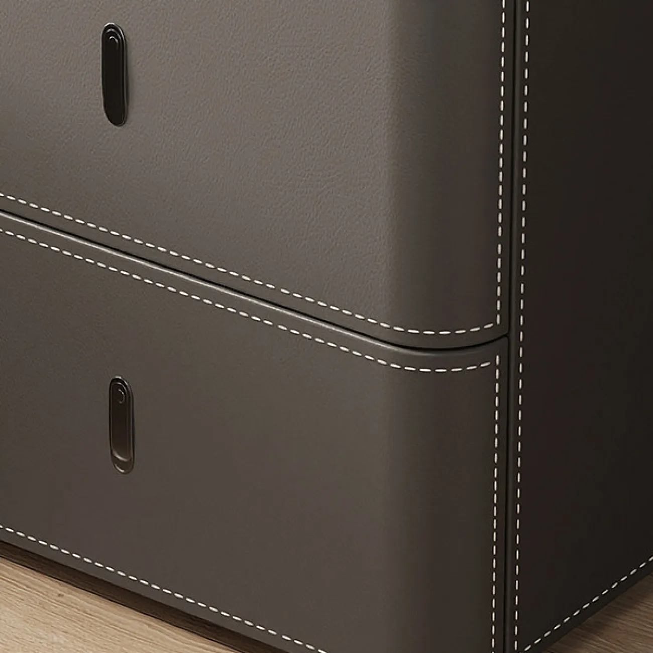 Классическая прикроватная тумба Carat от LaLume с обивкой из кожи KD40294-32