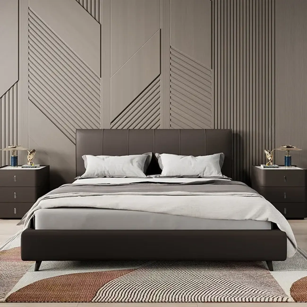 Классическая прикроватная тумба Carat от LaLume обивка кожа из микрофибры KD40296-32 Классическая прикроватная тумба Carat от LaLume обивка кожа из микрофибры KD40296-32