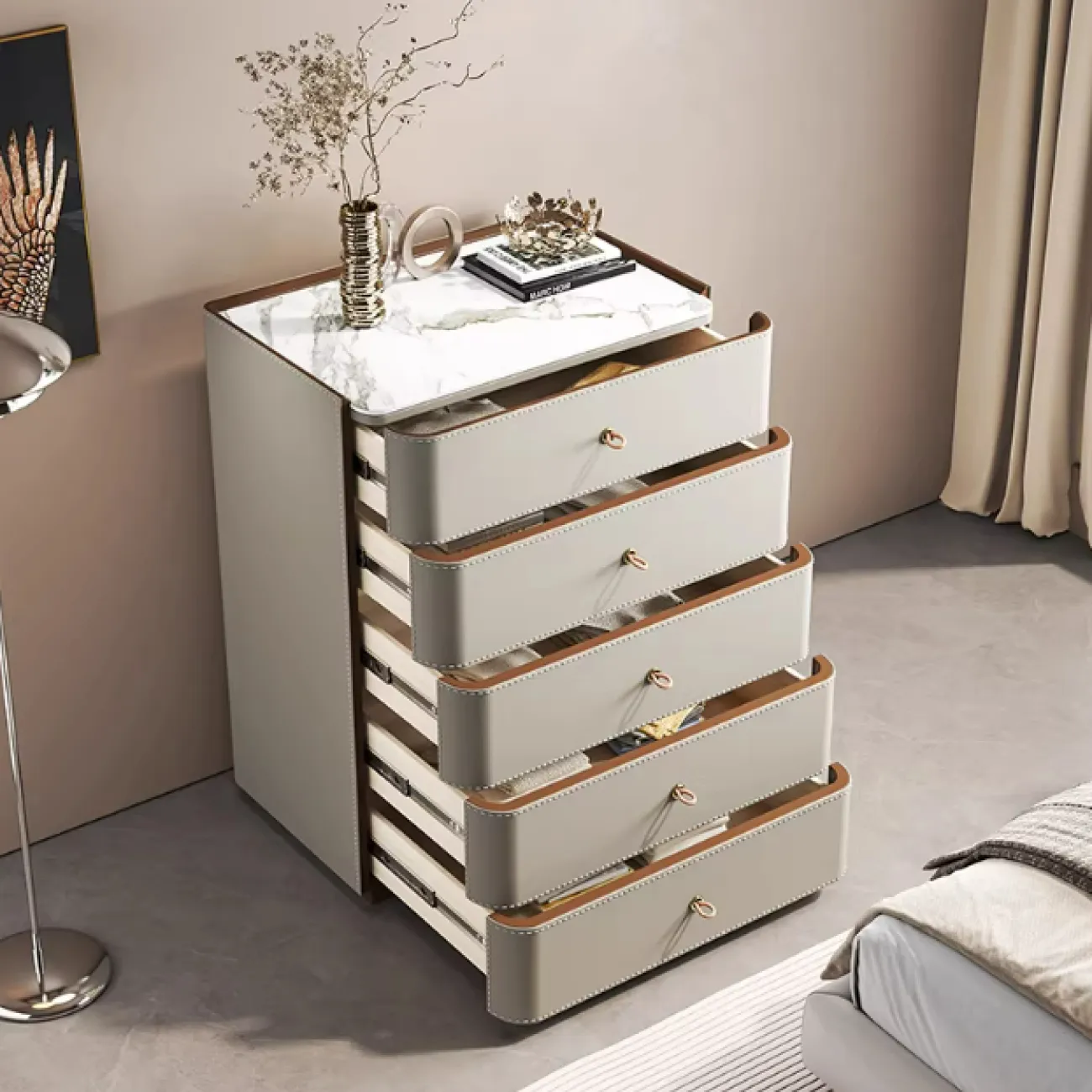 Классический комод Carat с обивкой из кожи KD40297-32