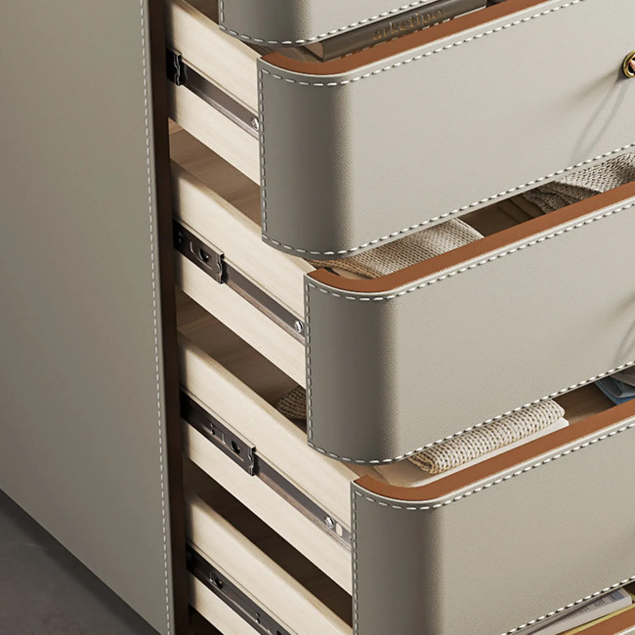 Классический комод Carat с обивкой из кожи KD40297-32