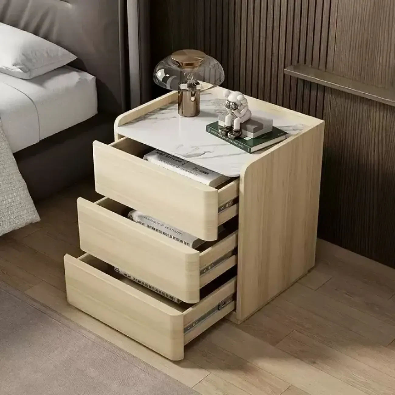 Классическая прикроватная тумба Carat с мраморной столешницей KD40299-32 Классическая прикроватная тумба Carat с мраморной столешницей KD40299-32