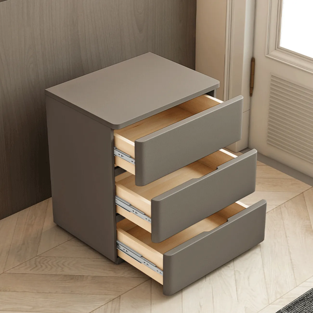 Классическая прикроватная тумба Carat с кожаной обивкой KD40304-32