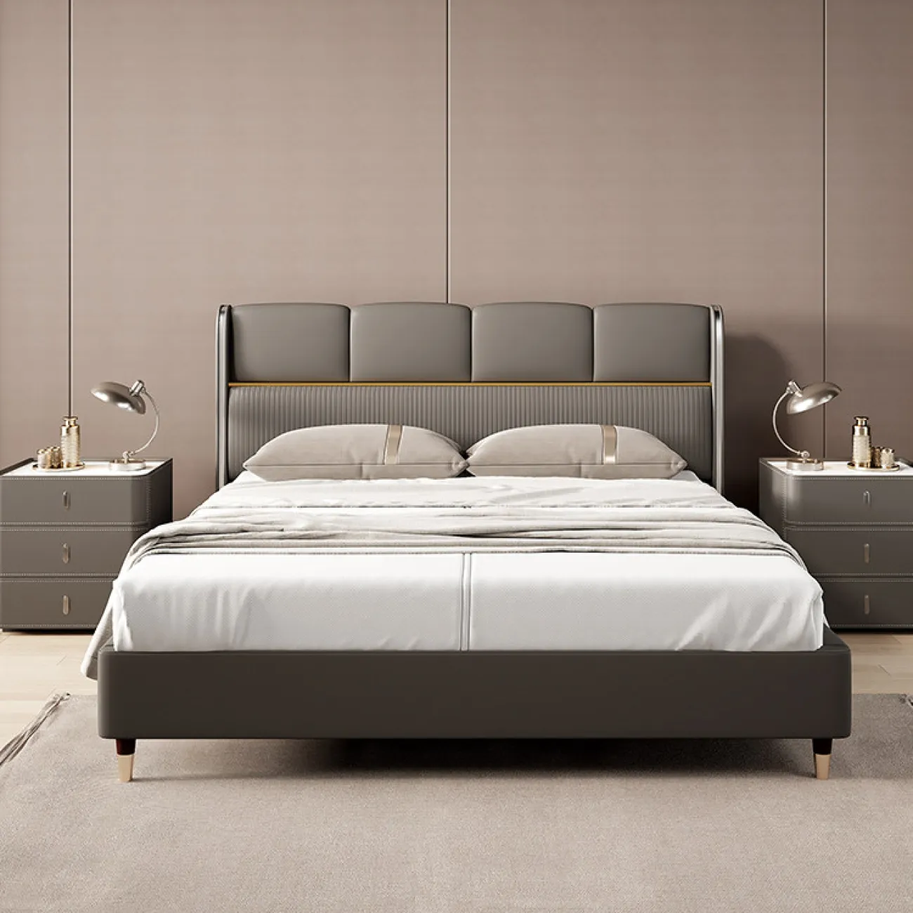 Классическая прикроватная тумба Carat с кожаной обивкой KD40308-32 Классическая прикроватная тумба Carat с кожаной обивкой KD40308-32