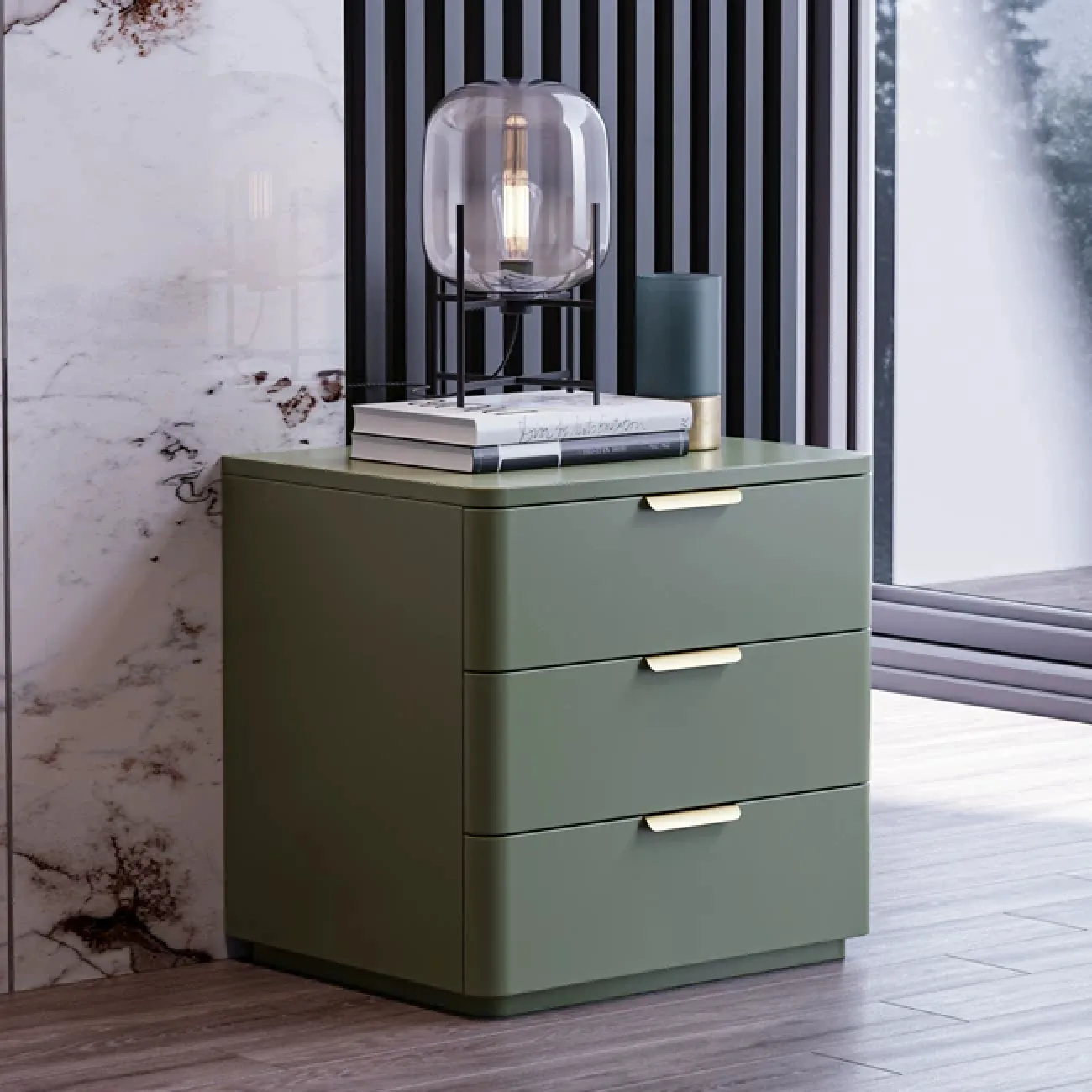 Классическая прикроватная тумба Carat с кожаной обивкой KD40308-32