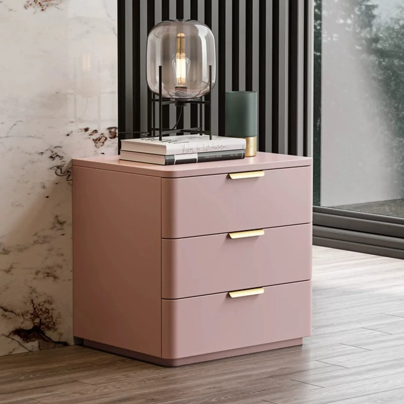 Классическая прикроватная тумба Carat с кожаной обивкой KD40308-32 Классическая прикроватная тумба Carat с кожаной обивкой KD40308-32