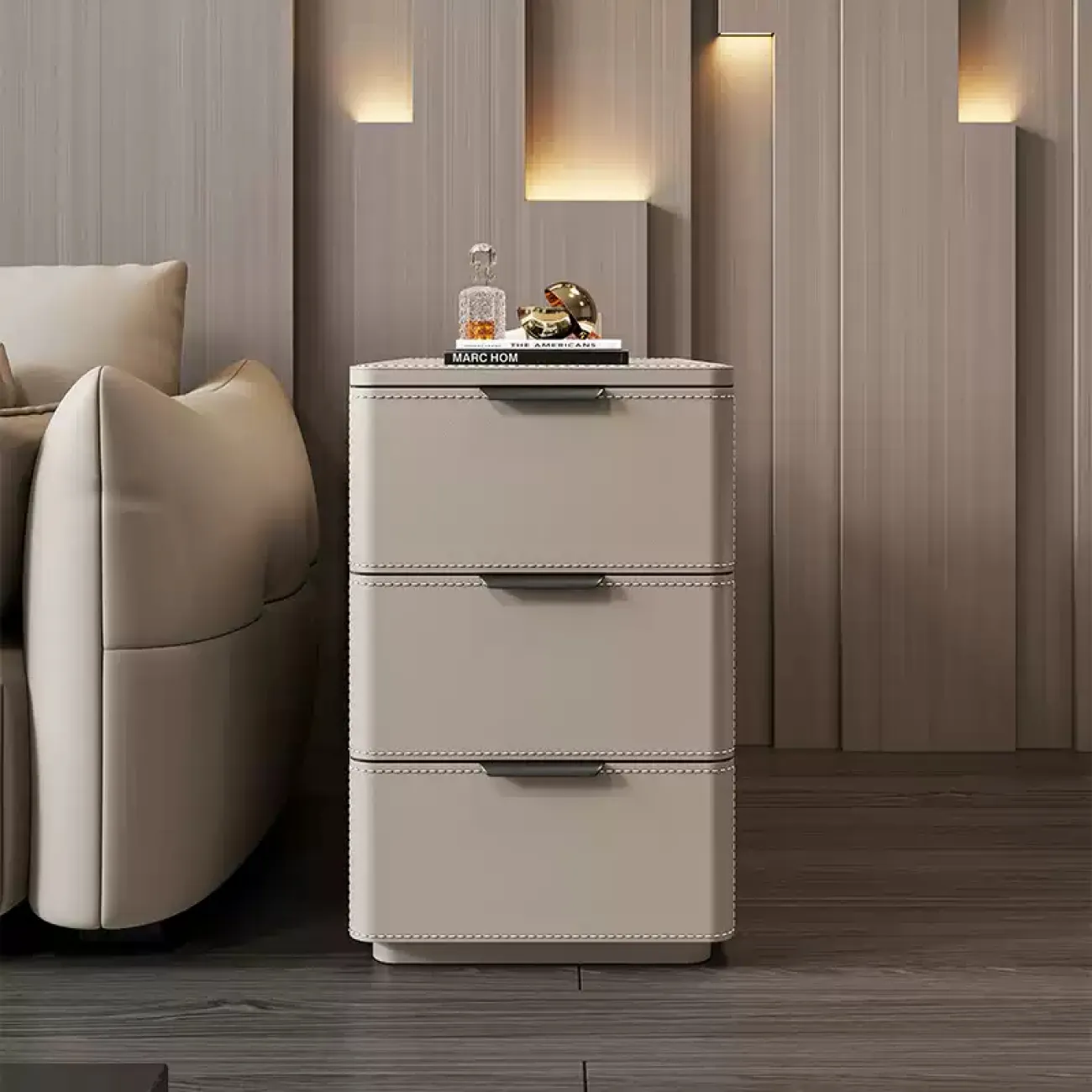 Удобный боковой комод Carat с кожаной обивкой KD40310-32