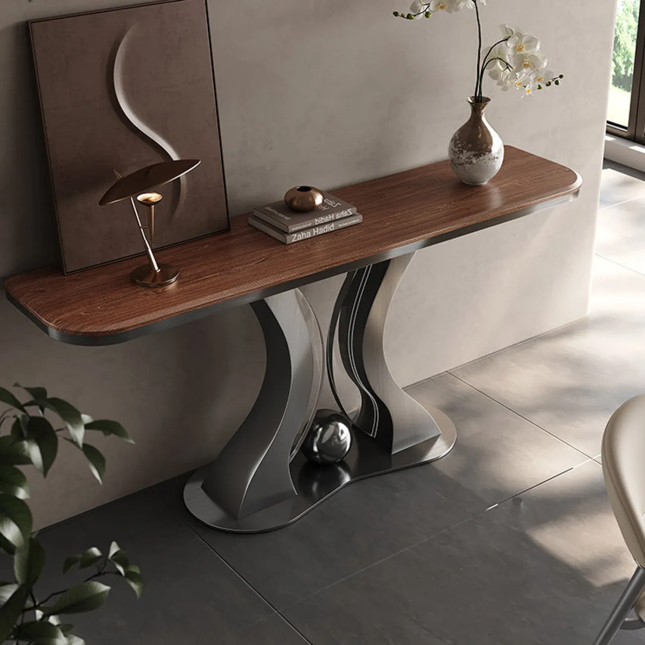 Роскошный пристенный столик Mobeier от LaLume с мраморной или деревянной столешницей PS40317-32