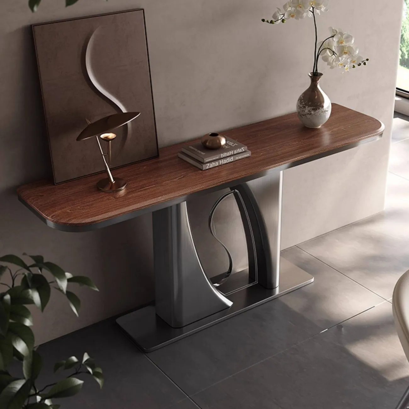 Роскошный пристенный столик Mobeier от LaLume с мраморной или деревянной столешницей PS40318-32