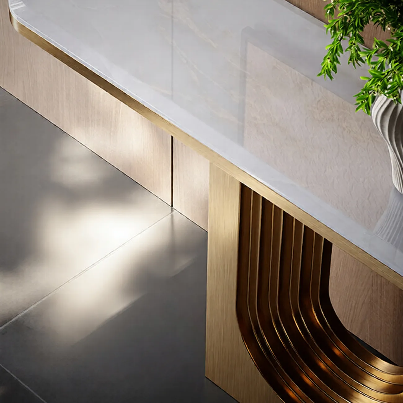 Роскошный пристенный столик Mobeier от LaLume с мраморной столешницей PS40319-32