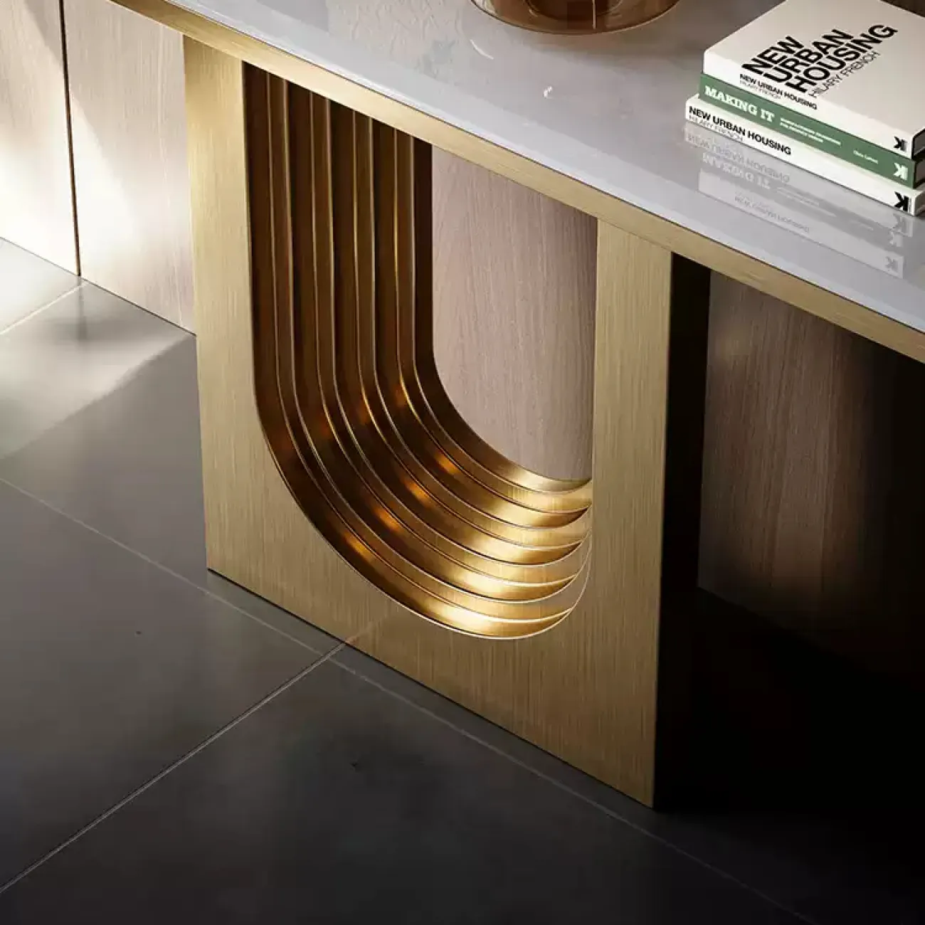 Роскошный пристенный столик Mobeier от LaLume с мраморной столешницей PS40319-32