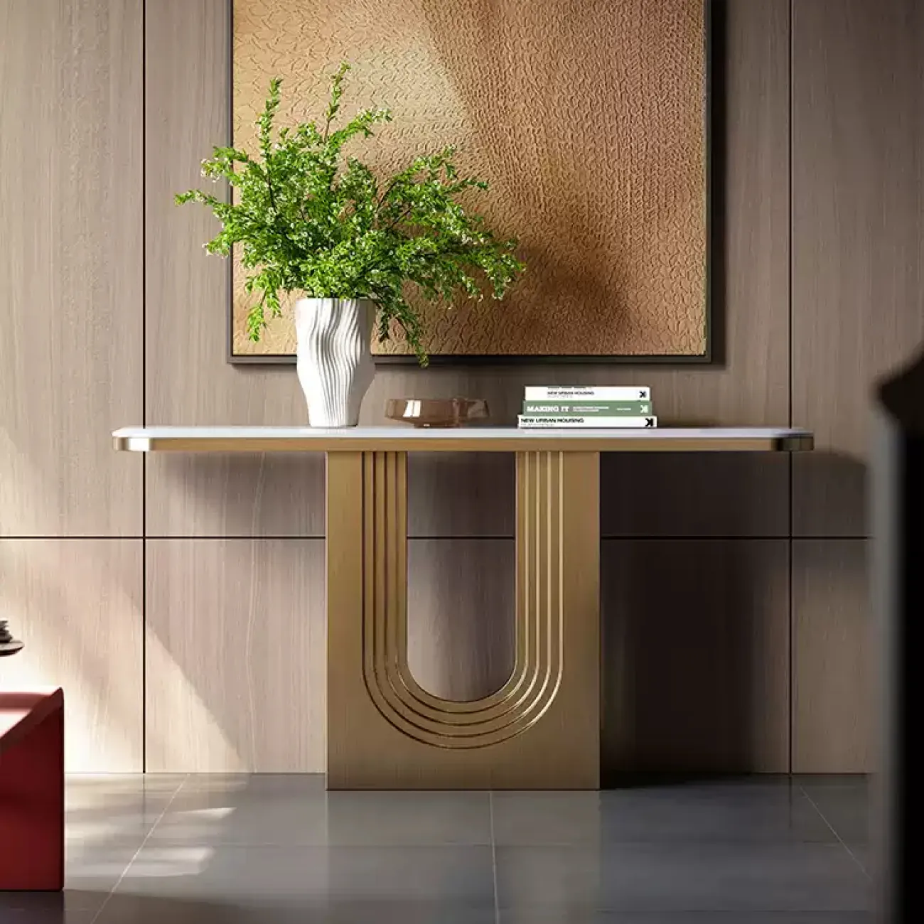 Роскошный пристенный столик Mobeier от LaLume с мраморной столешницей PS40319-32