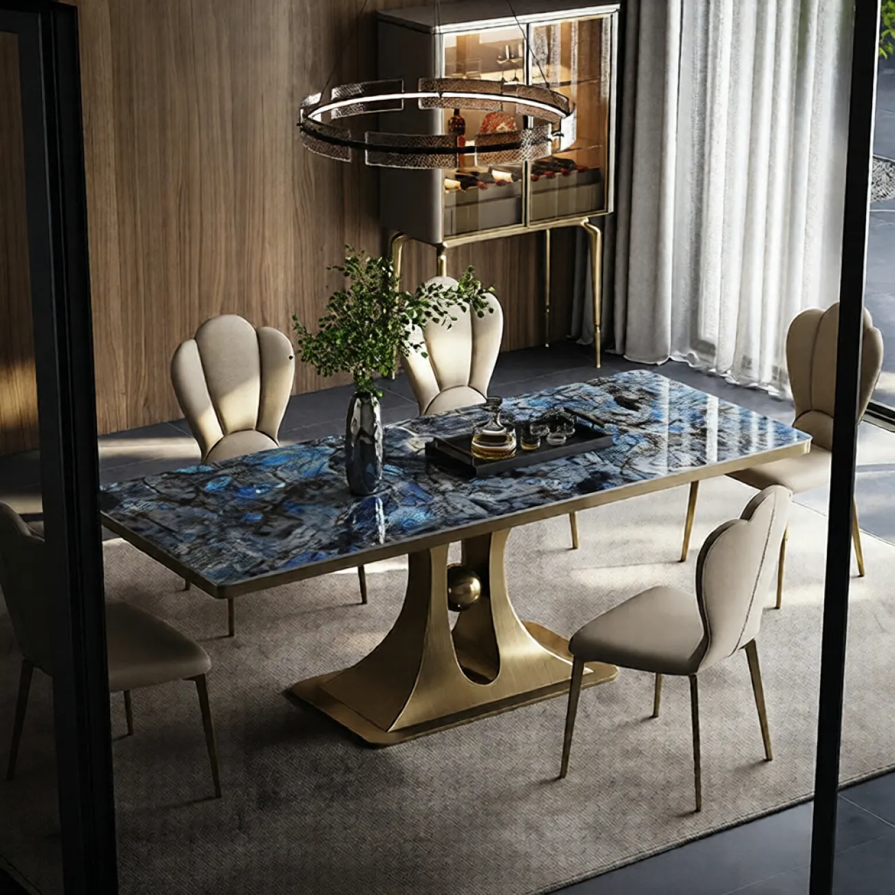 Роскошный обеденный стол Mobeier от LaLume с мраморной столешницей OS40322-32