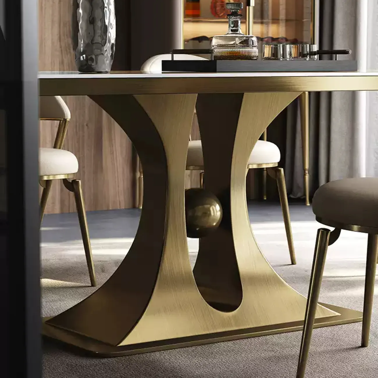 Роскошный обеденный стол Mobeier от LaLume с мраморной столешницей OS40322-32