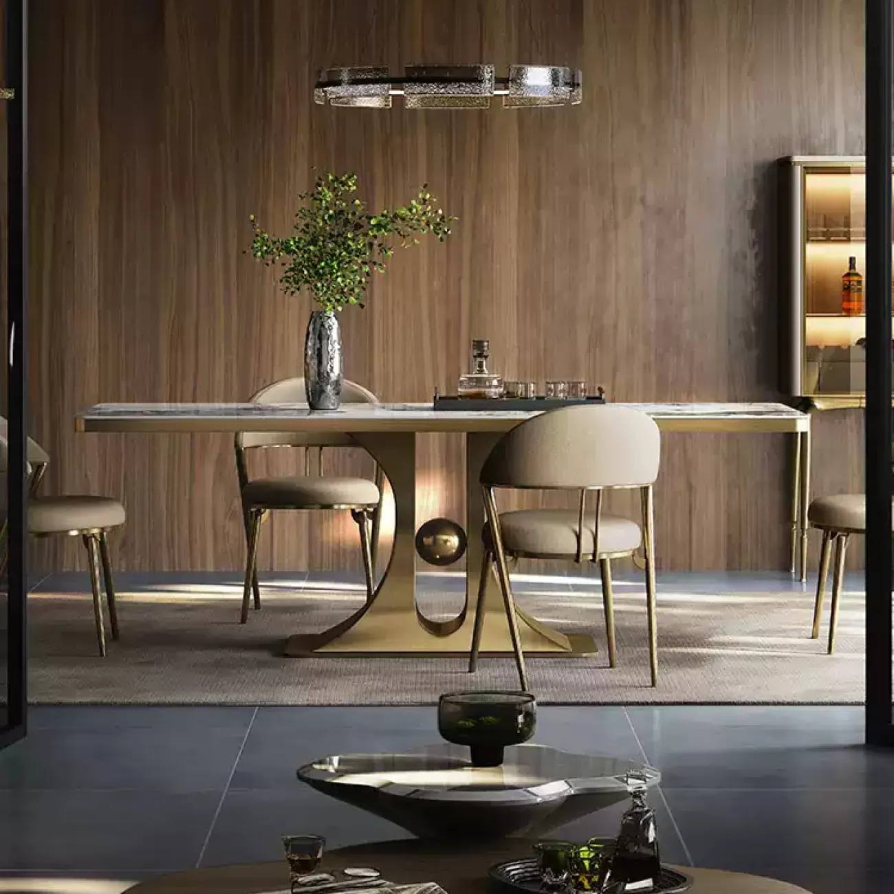 Роскошный обеденный стол Mobeier от LaLume с мраморной столешницей OS40322-32