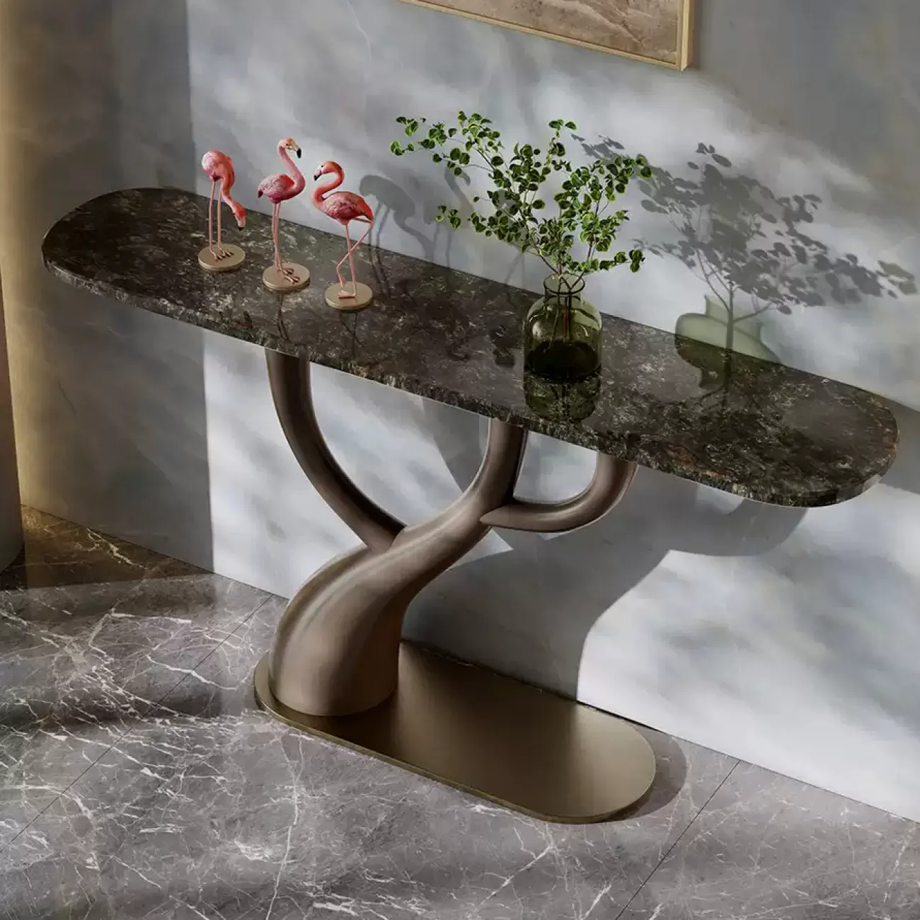 Элегантный пристенный столик Dazoo от LaLume с мраморной столешницей PS40326-32