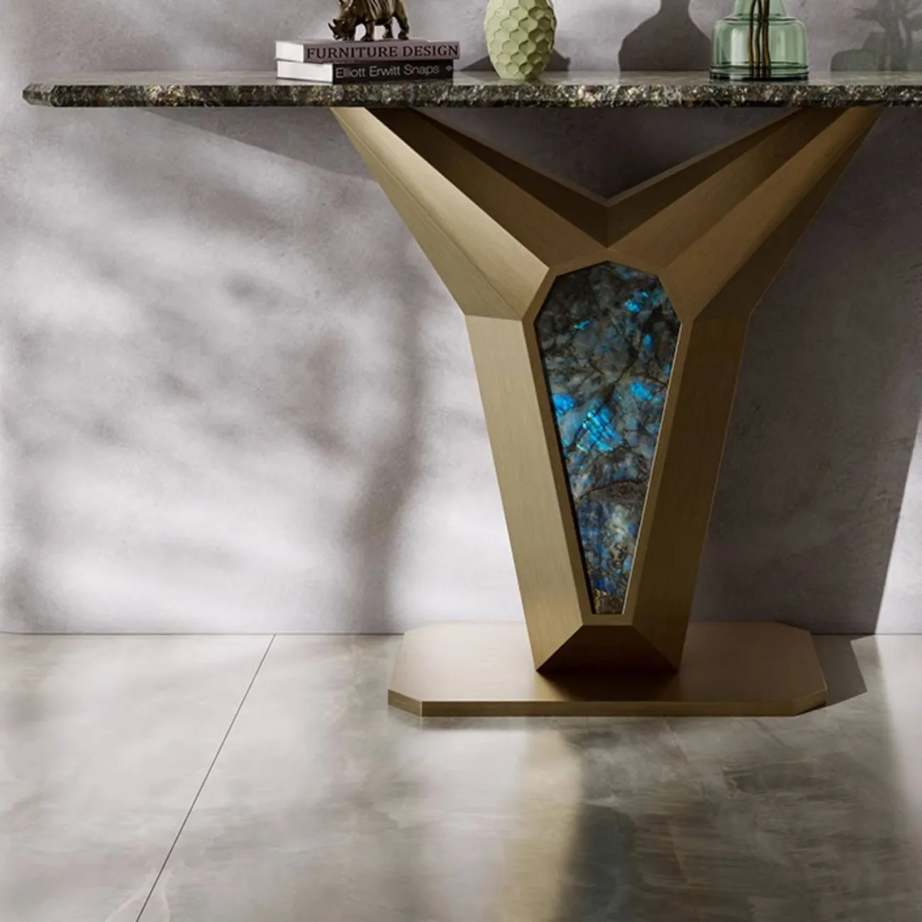 Элегантный пристенный столик Dazoo от LaLume с мраморной столешницей PS40327-32