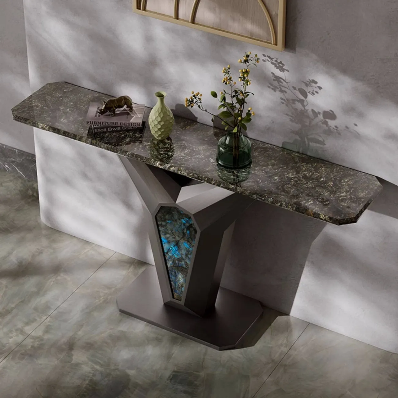 Элегантный пристенный столик Dazoo от LaLume с мраморной столешницей PS40327-32