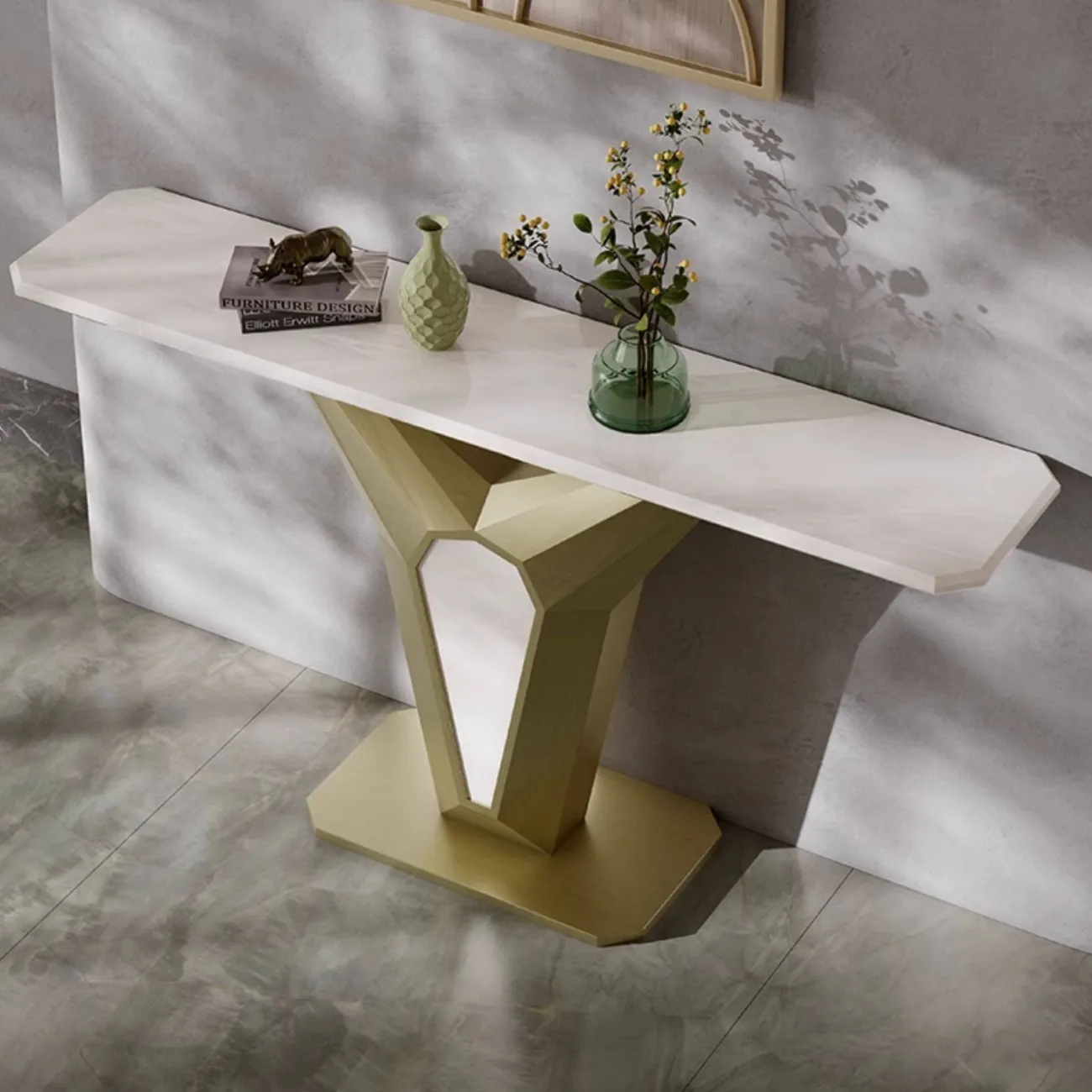 Элегантный пристенный столик Dazoo от LaLume с мраморной столешницей PS40327-32