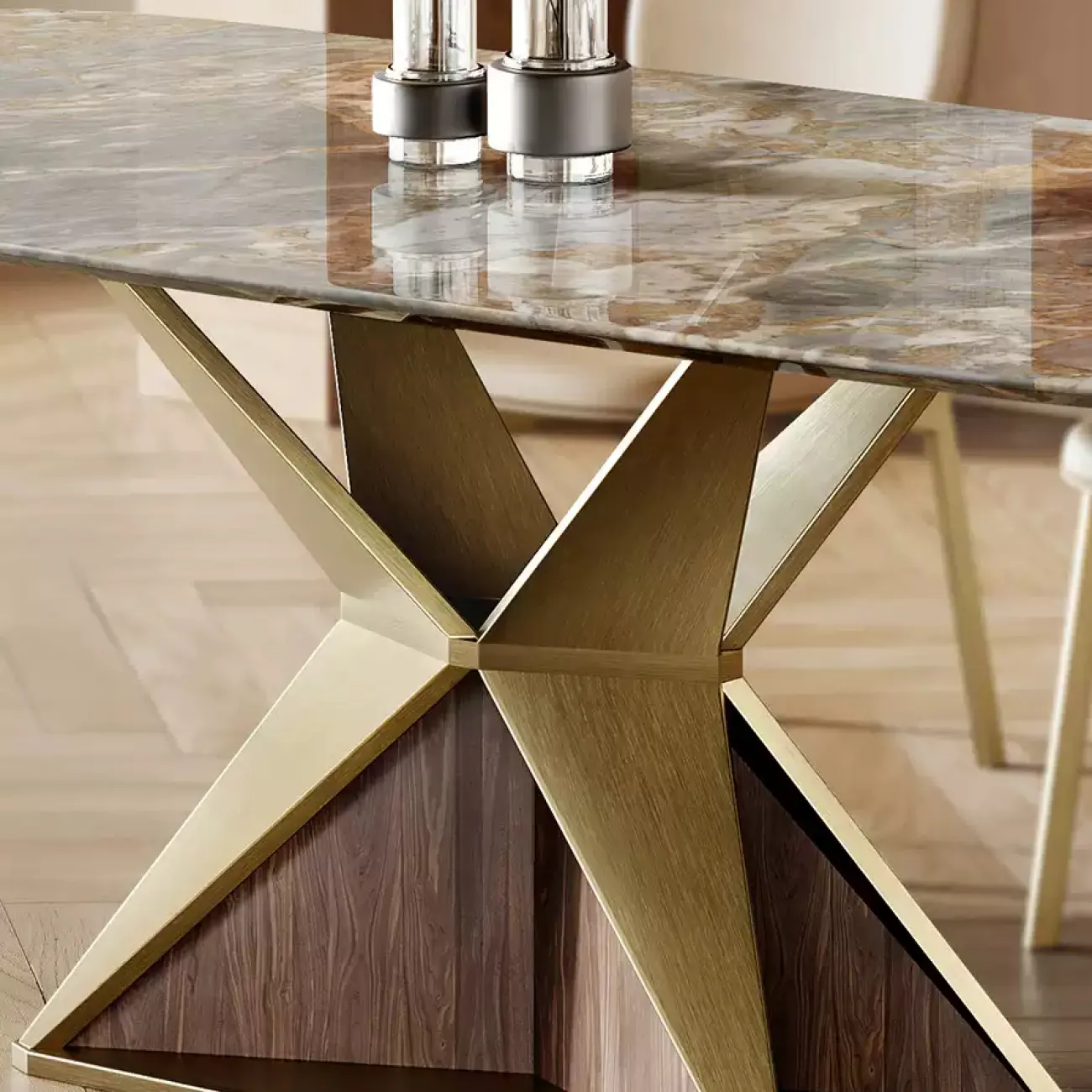 Роскошный обеденный стол Dazoo от LaLume с мраморной столешницей OS40328-32 Роскошный обеденный стол Dazoo от LaLume с мраморной столешницей OS40328-32