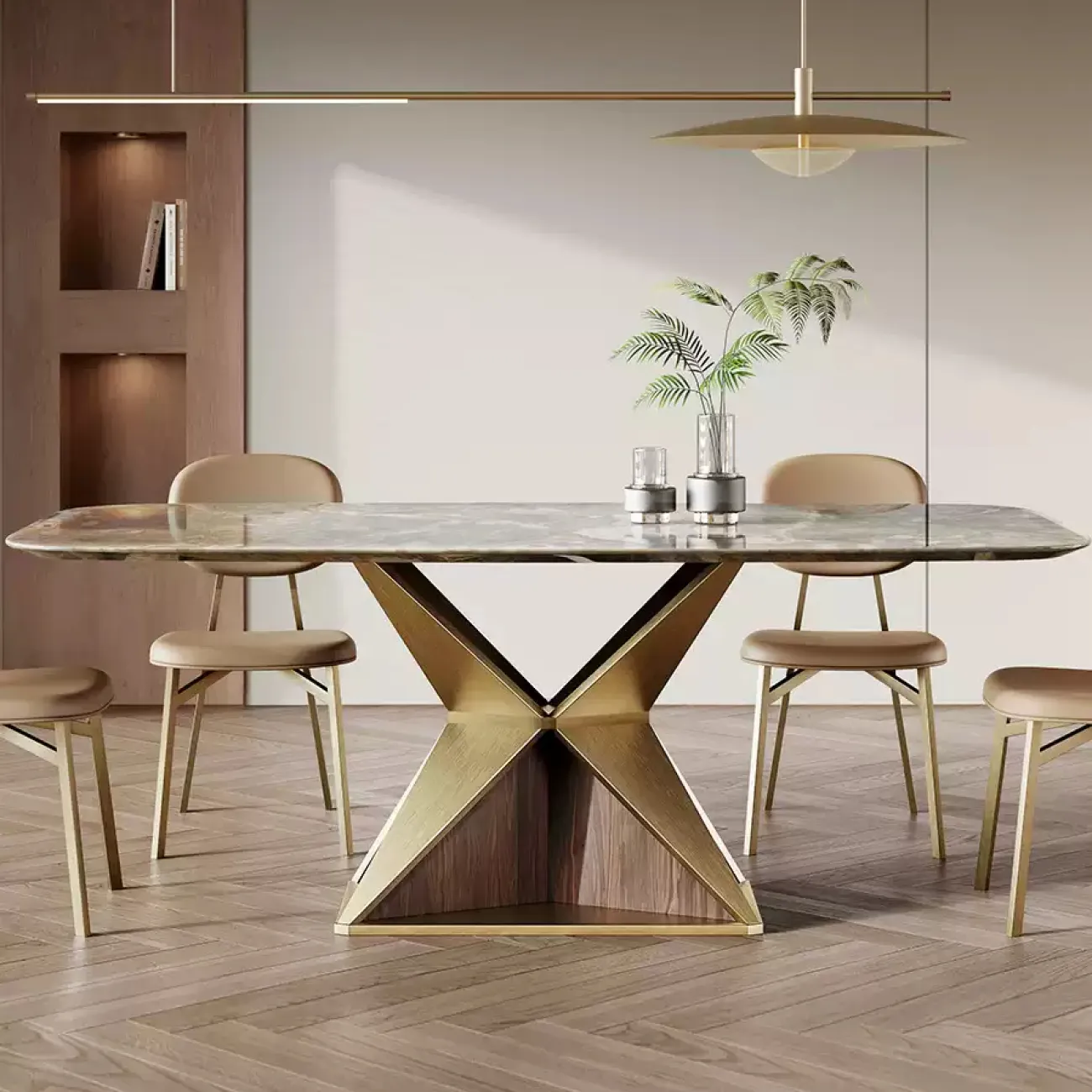 Роскошный обеденный стол Dazoo от LaLume с мраморной столешницей OS40328-32 Роскошный обеденный стол Dazoo от LaLume с мраморной столешницей OS40328-32