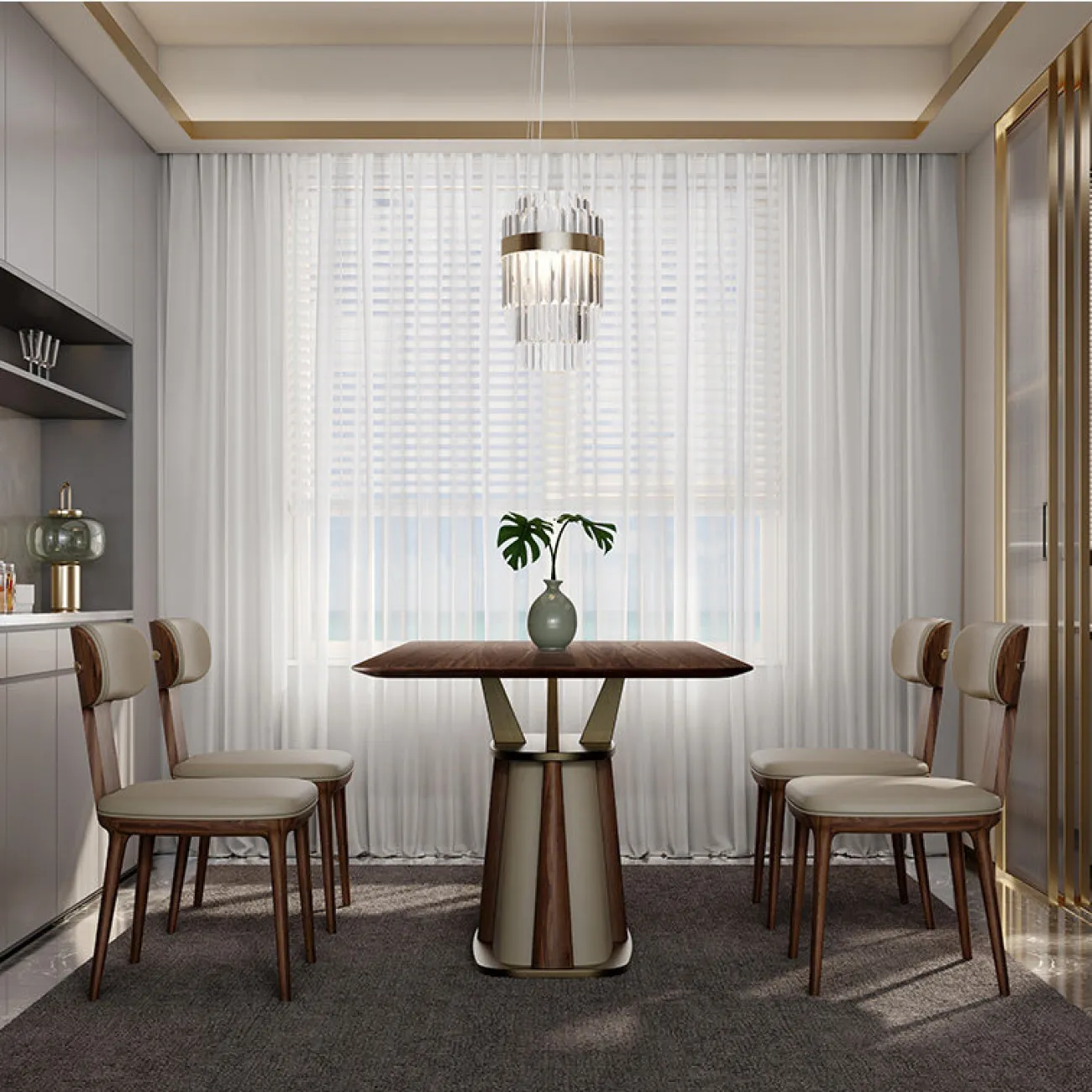 Роскошный обеденный стол Dazoo от LaLume с деревянной столешницей OS40330-32