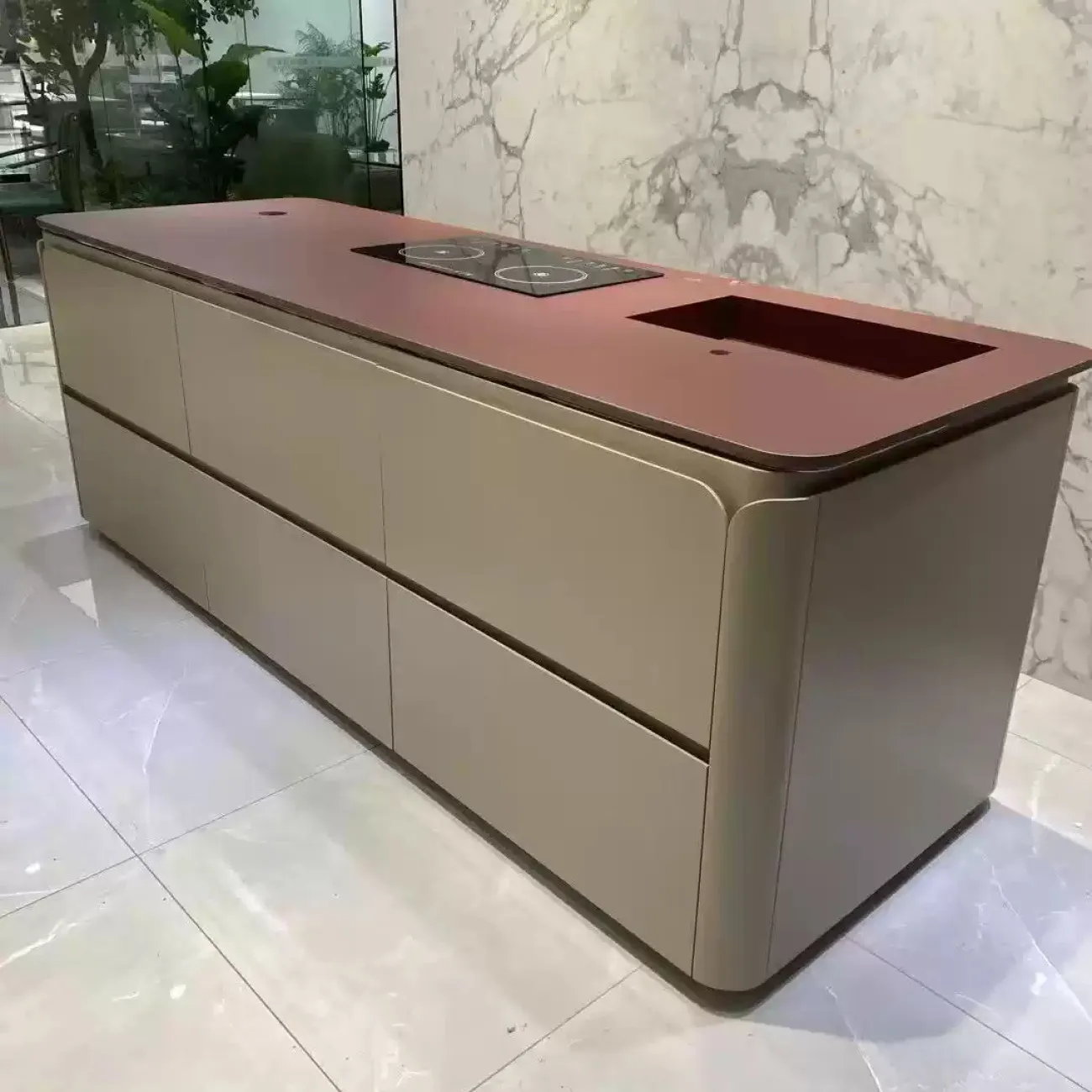 Обеденный стол-остров с подсветкой и варочной поверхностью Nova Island от LaLume NI40337-32 Обеденный стол-остров с подсветкой и варочной поверхностью Nova Island от LaLume NI40337-32