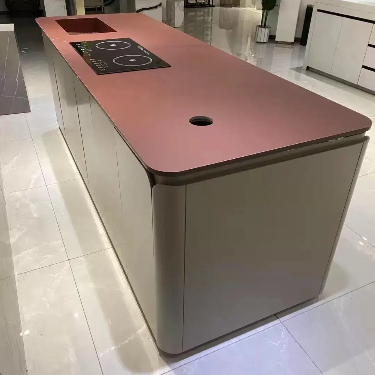 Обеденный стол-остров с подсветкой и варочной поверхностью Nova Island от LaLume NI40337-32 Обеденный стол-остров с подсветкой и варочной поверхностью Nova Island от LaLume NI40337-32