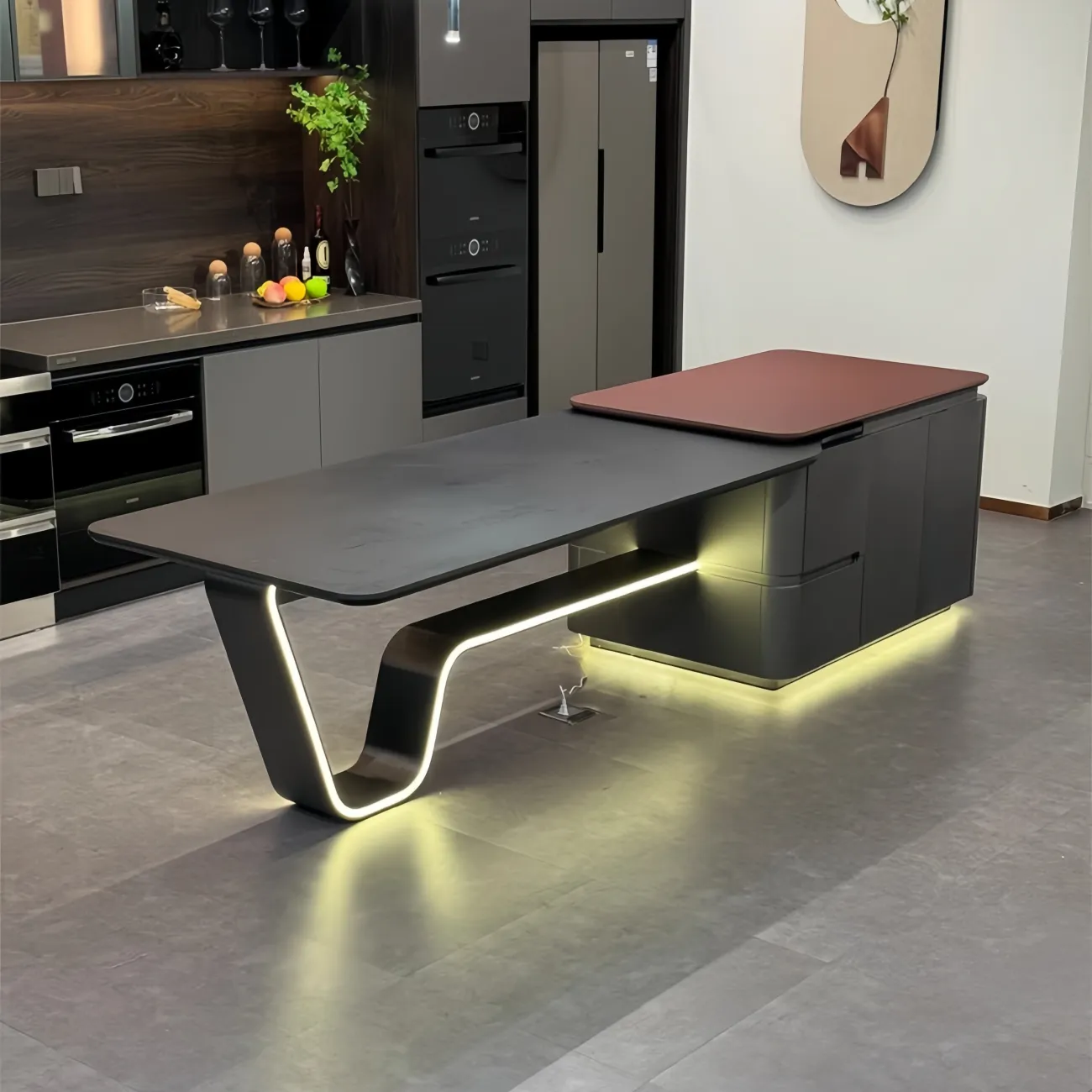 Обеденный стол с подсветкой и функциональным островом Nova Table от LaLume NT40338-32 Обеденный стол с подсветкой и функциональным островом Nova Table от LaLume NT40338-32