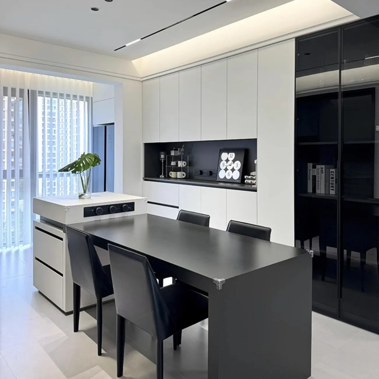 Обеденный стол-остров с подсветкой и розетками Eon Table от LaLume ET40339-32 Обеденный стол-остров с подсветкой и розетками Eon Table от LaLume ET40339-32