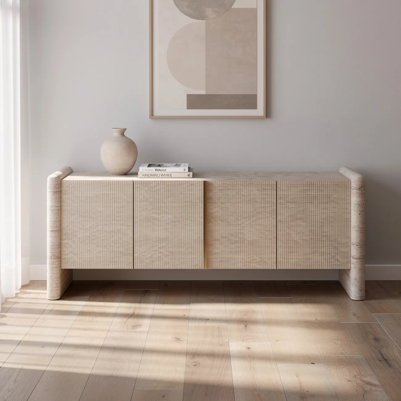 Классический комод KETUO CARRARA из травертина KC40341-32