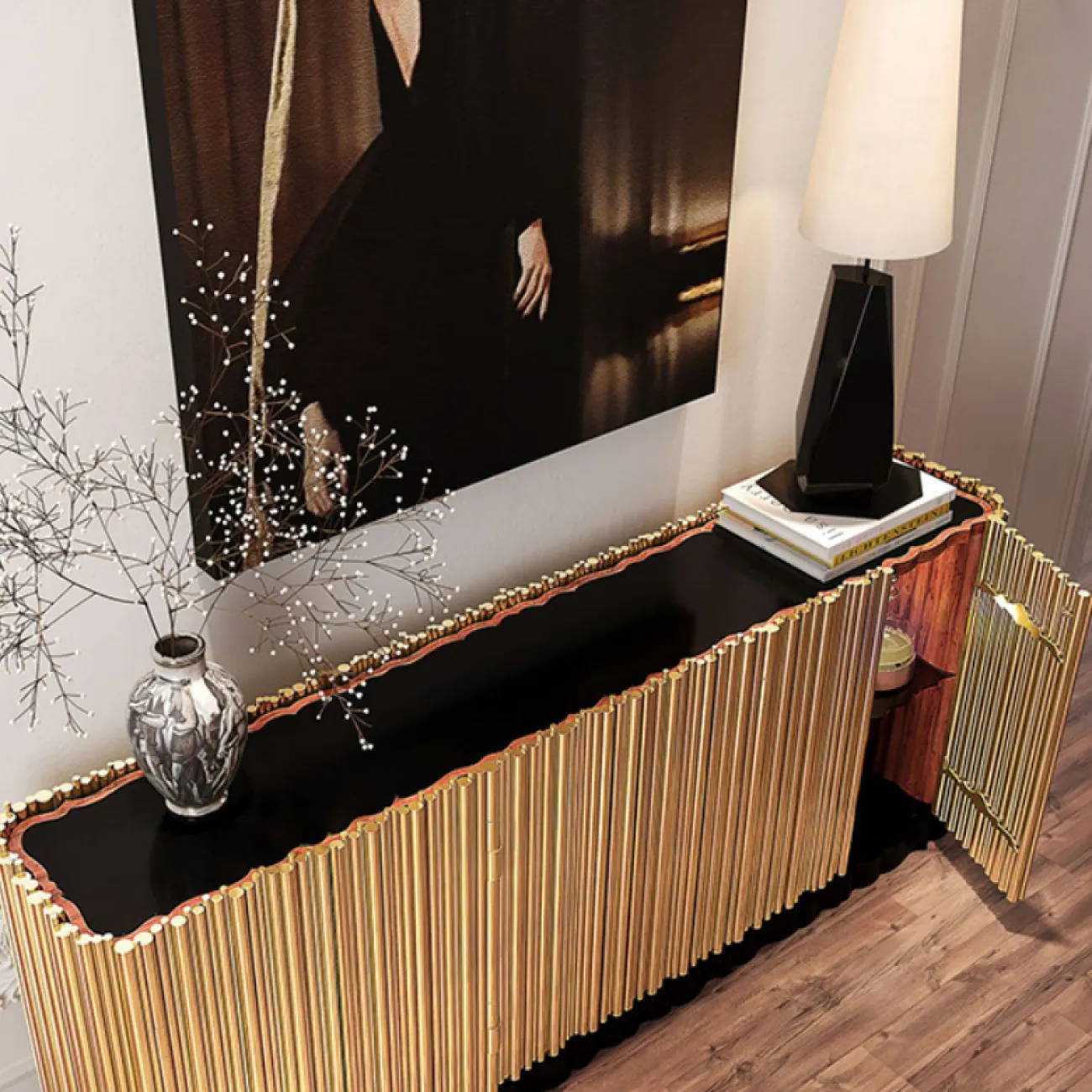 Дизайнерский комод Stripe Console с оригинальной фактурой фасада SC40347-32
