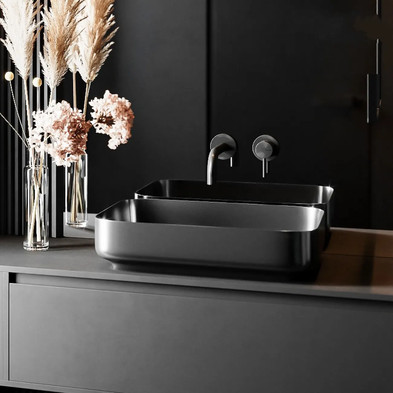 Квадратный керамический умывальник для ванной комнаты LaLume MB20659-23