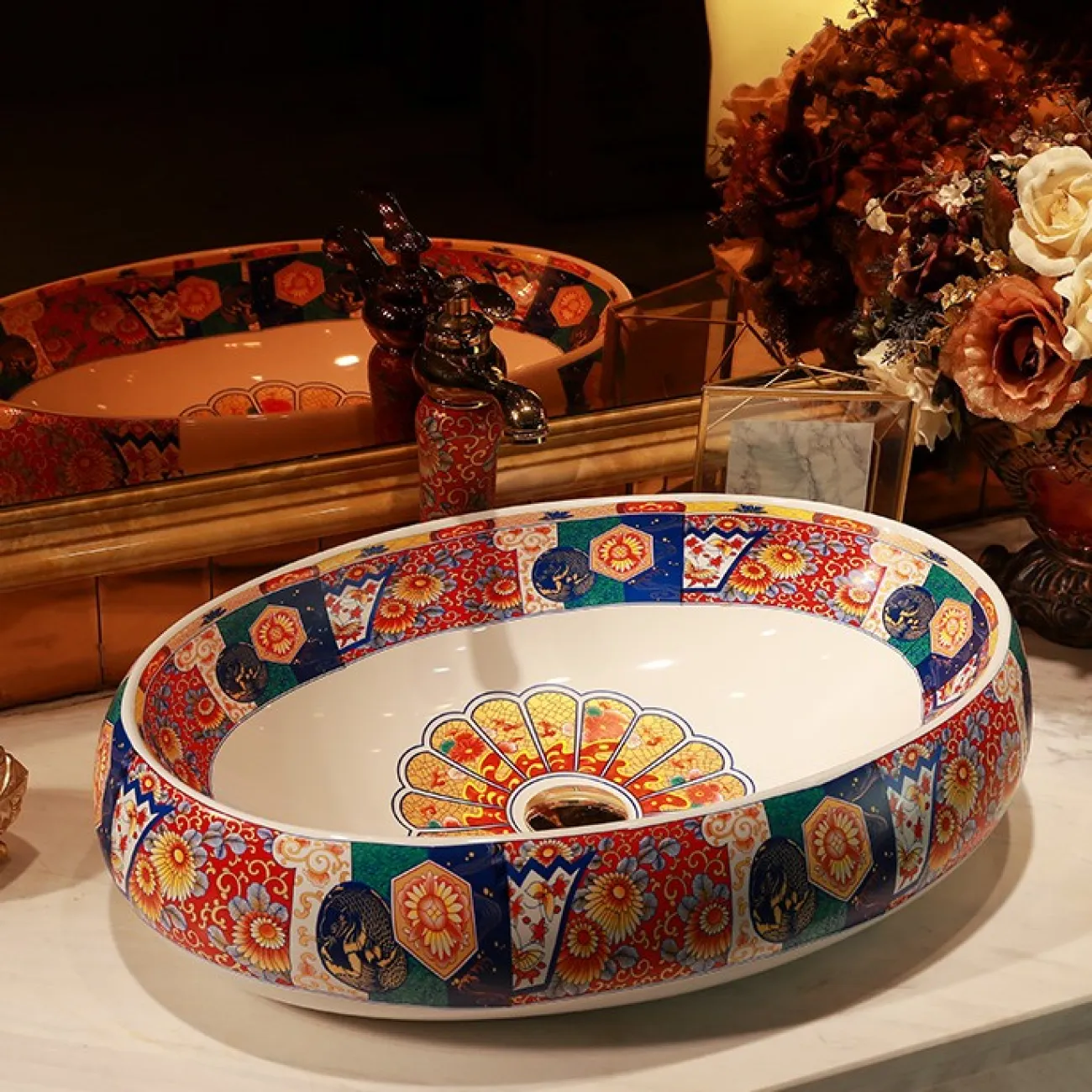 Художественный керамический умывальник для ванной комнаты LaLume MB20661-23