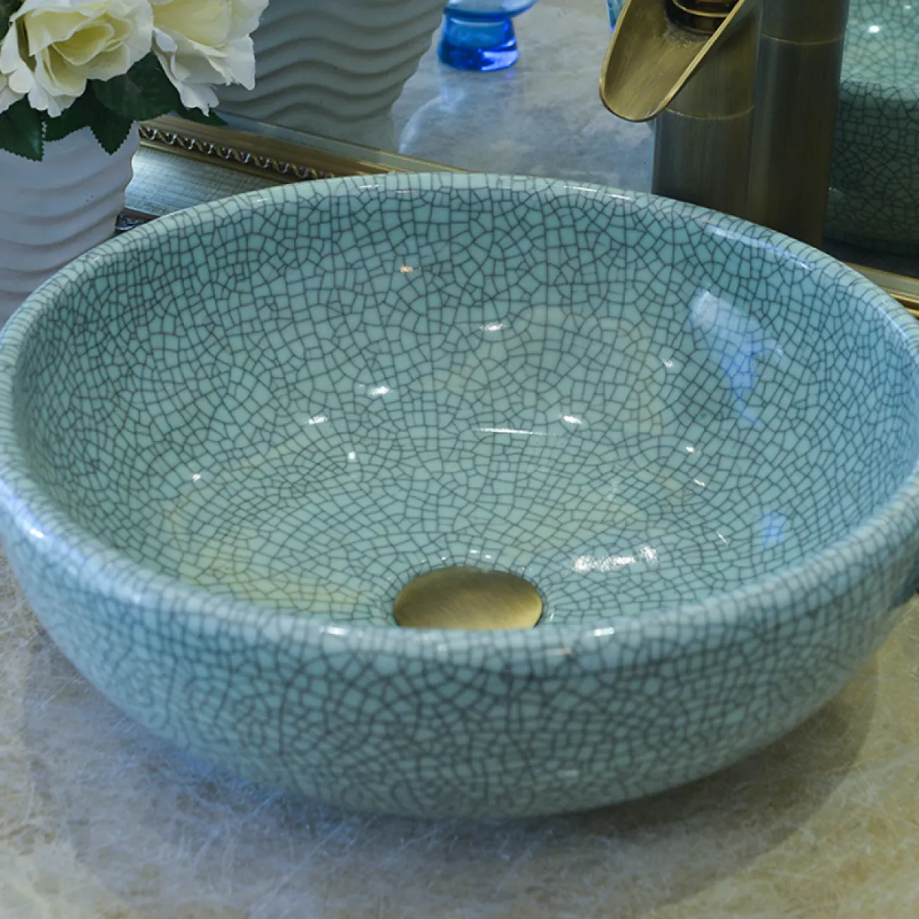 Круглая художественная раковина для ванной комнаты LaLume MB20663-23