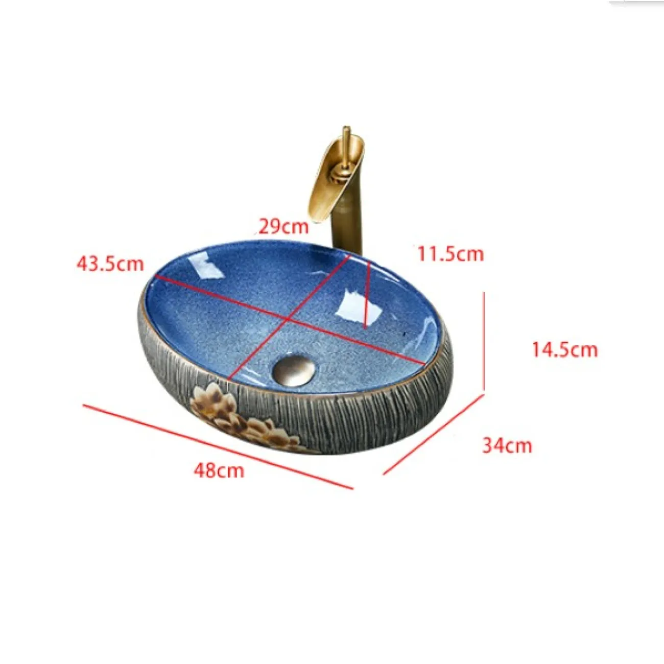 Керамический ретро умывальник  для ванной комнаты LaLume MB20666-23