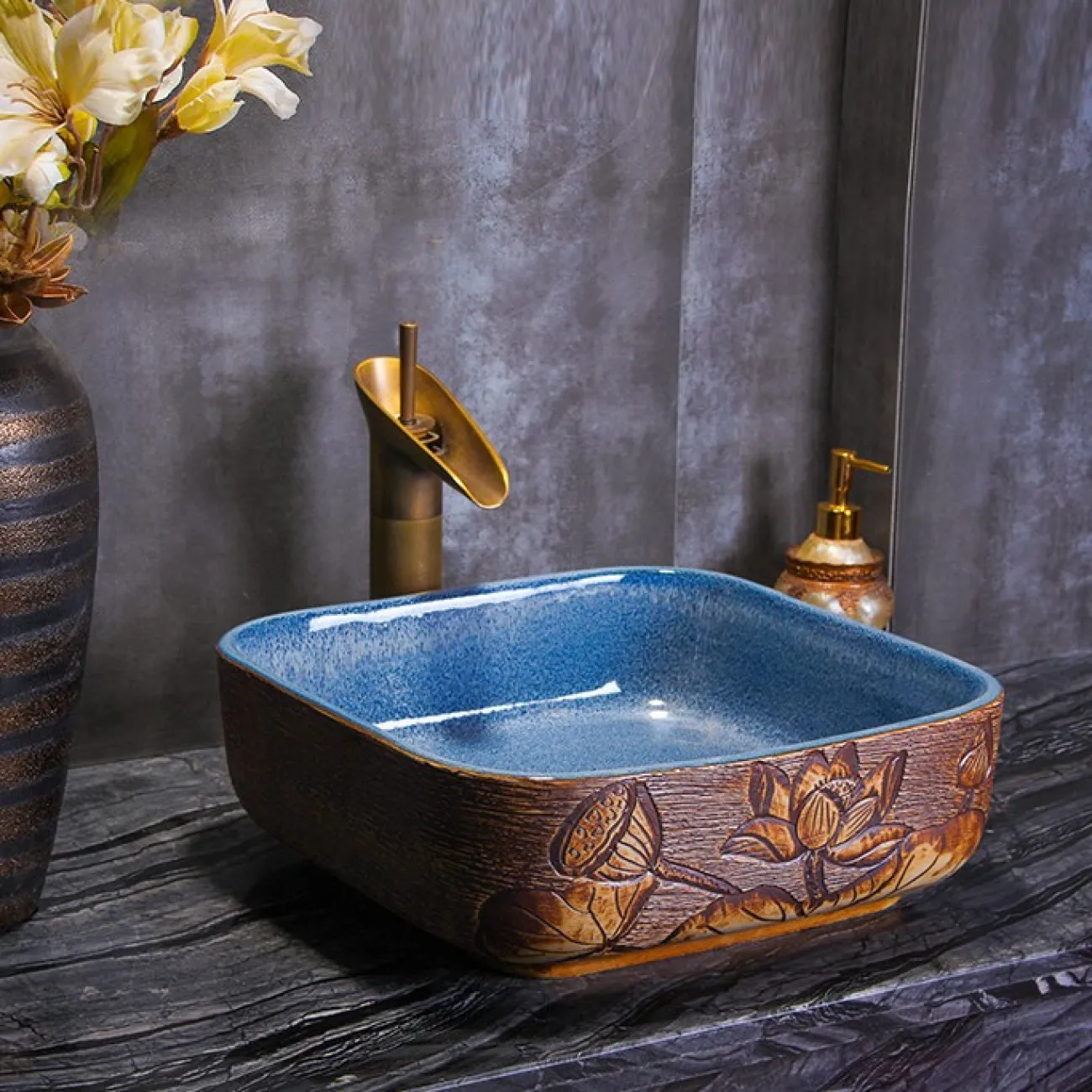 Керамический ретро умывальник для ванной комнаты LaLume MB20684-23