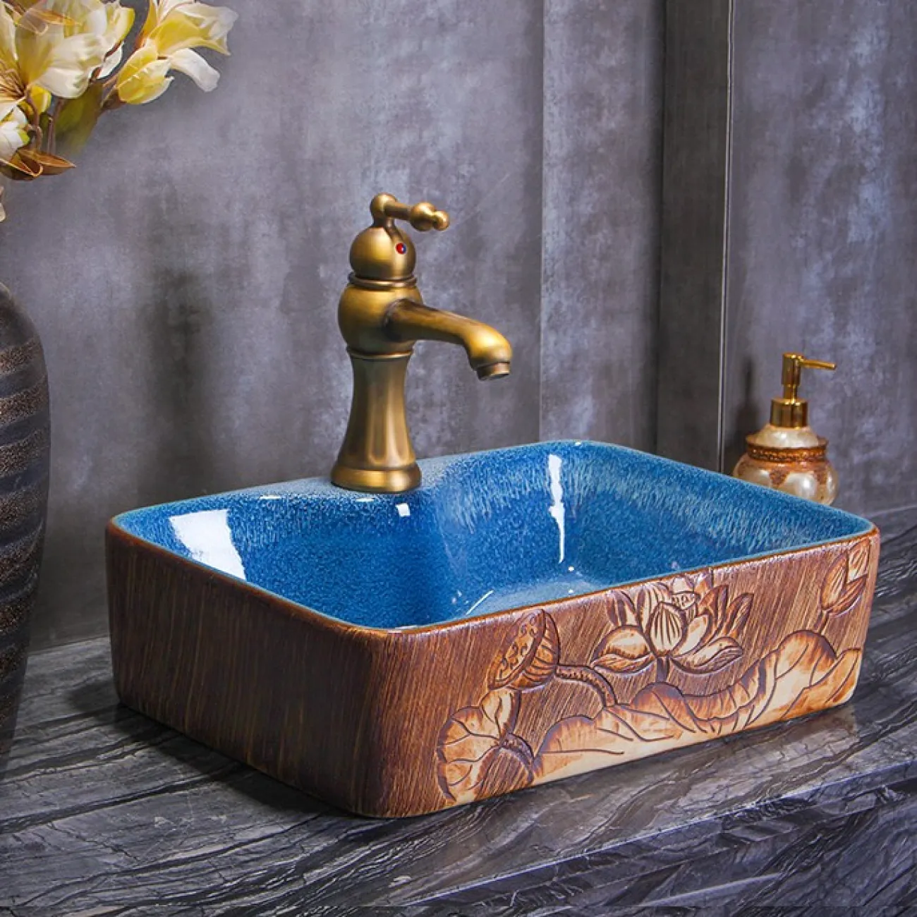 Керамический ретро умывальник для ванной комнаты LaLume MB20684-23
