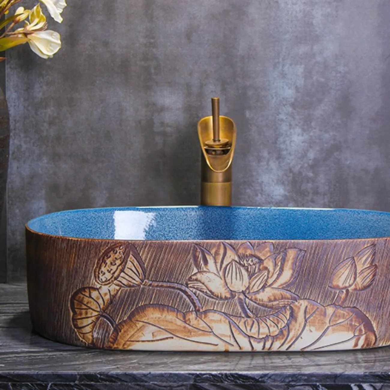 Керамический ретро умывальник для ванной комнаты LaLume MB20684-23