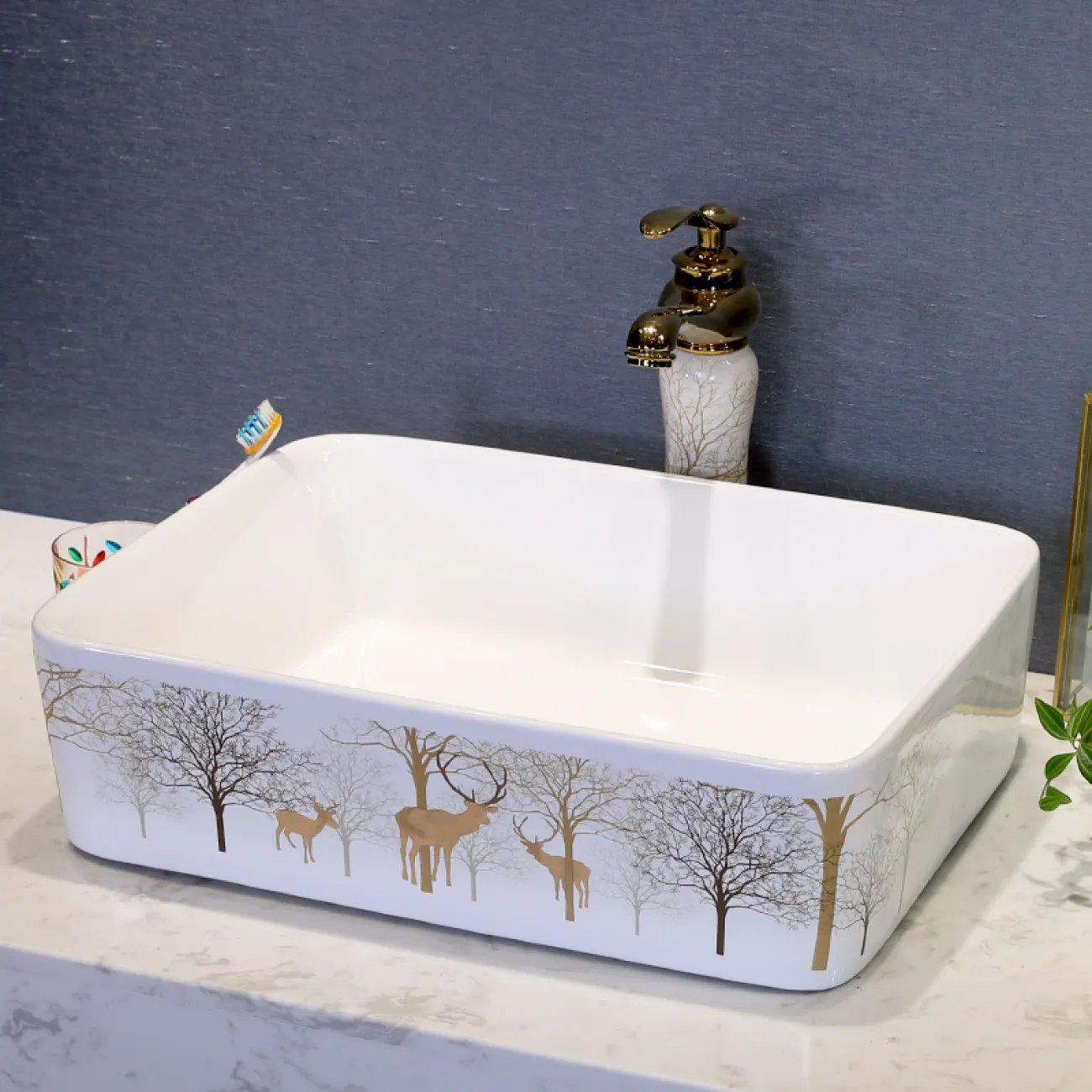 Керамический белый умывальник для ванной комнаты LaLume MB20685-23 Керамический белый умывальник для ванной комнаты LaLume MB20685-23