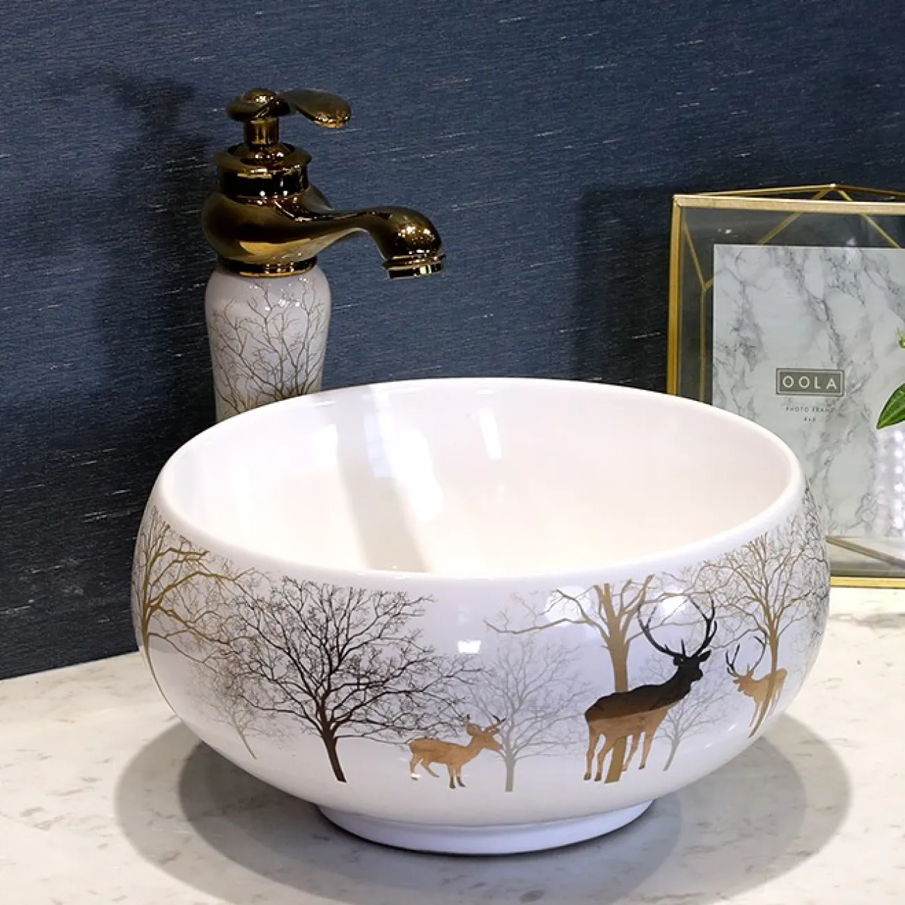 Керамический белый умывальник для ванной комнаты LaLume MB20685-23 Керамический белый умывальник для ванной комнаты LaLume MB20685-23