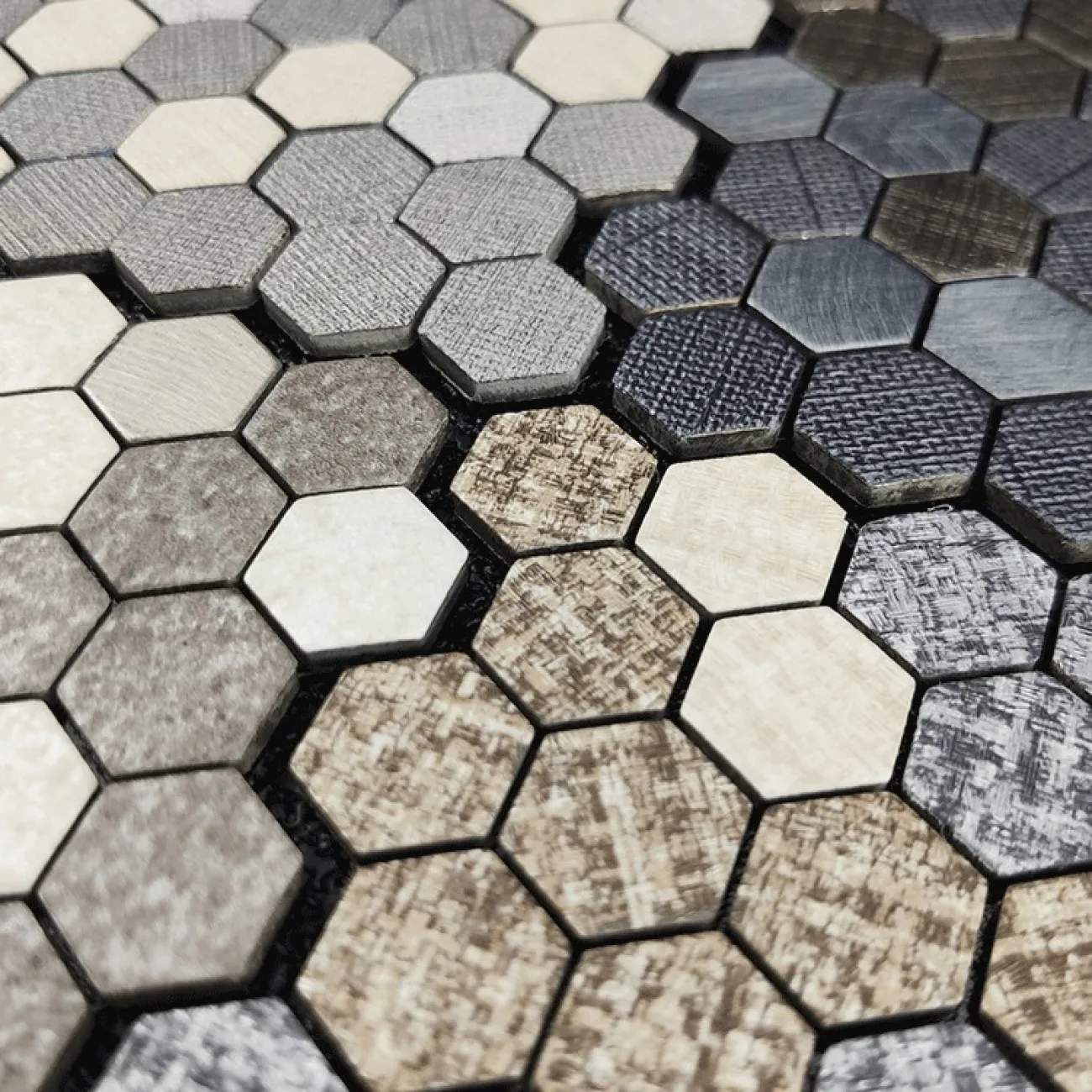 Маленькая шестиугольная 3д плитка в виде мозайки на самоклеящейся основе LaLume MB20835-23