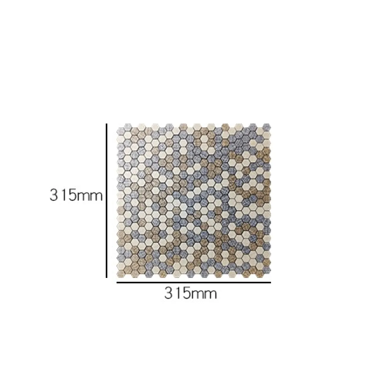 Маленькая шестиугольная 3д плитка в виде мозайки на самоклеящейся основе LaLume MB20835-23
