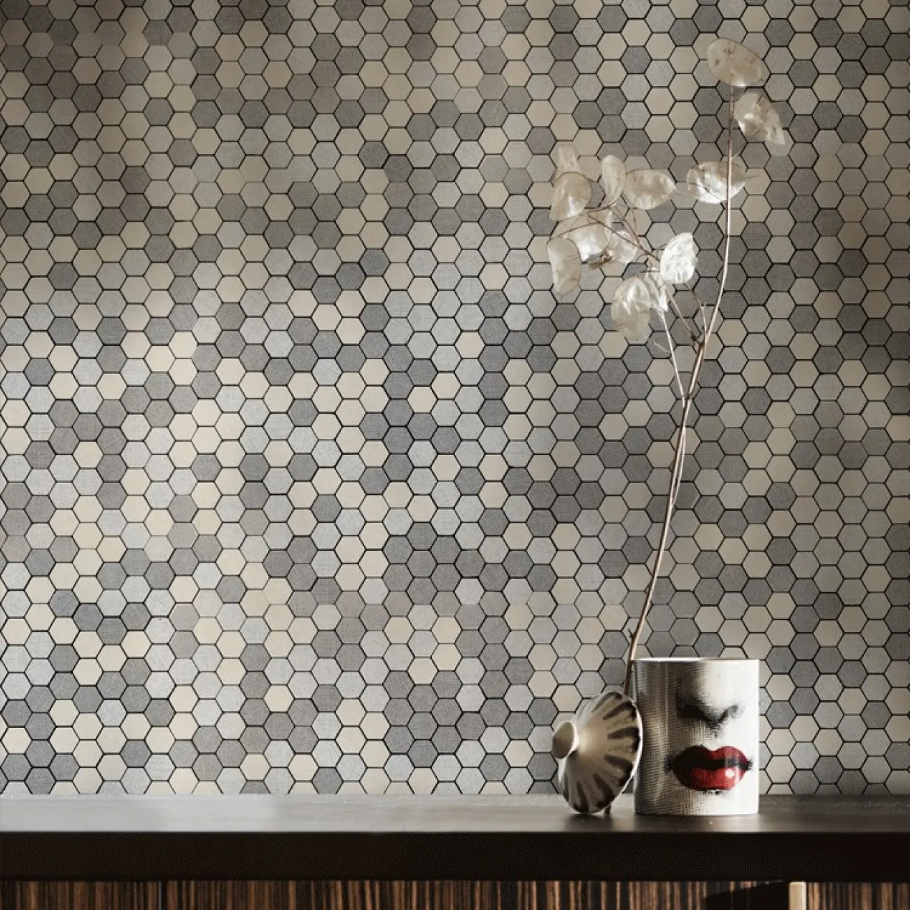 Маленькая шестиугольная 3д плитка в виде мозайки на самоклеящейся основе LaLume MB20835-23