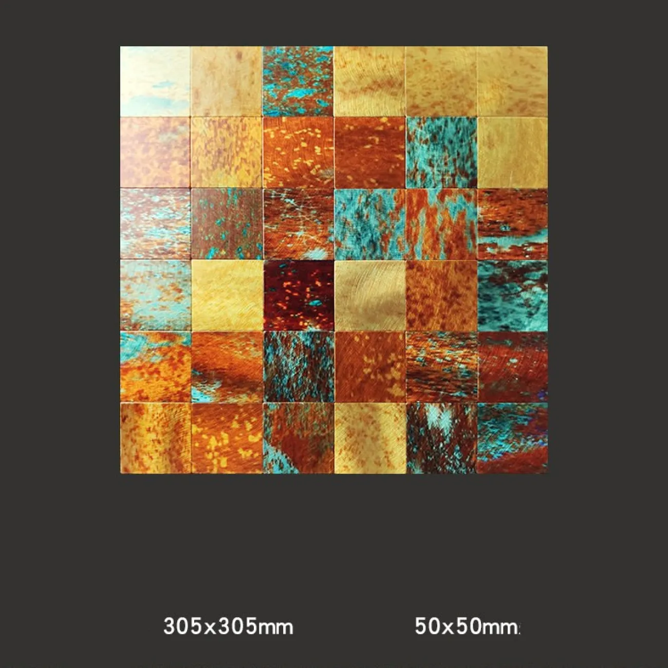 Яркая металлическая 3д плитка на самоклеящейся основе с имитацией ржавчины LaLume MB20836-23