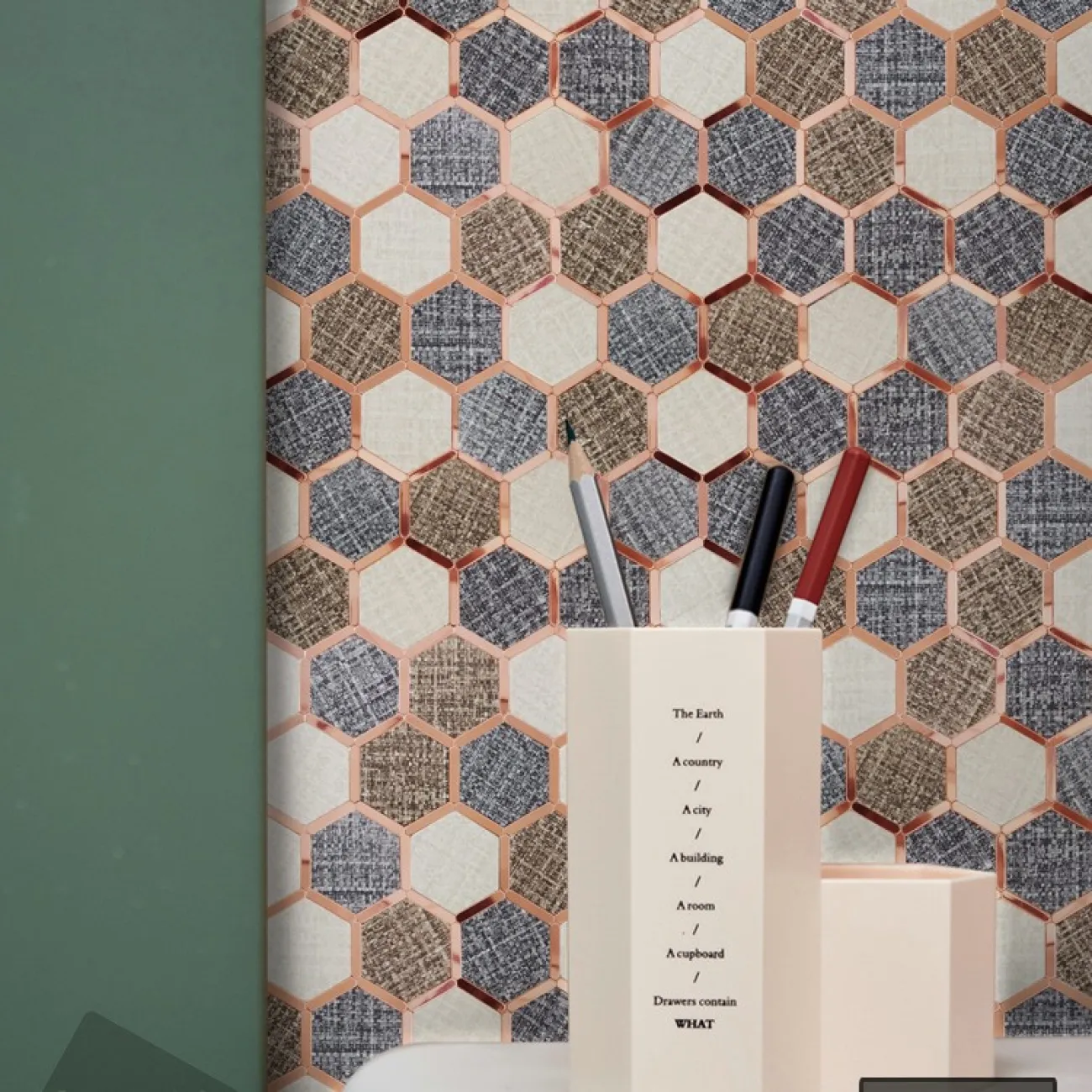 Шестиугольная 3д плитка в виде мозайки на самоклеющейся основе LaLume MB20840-23